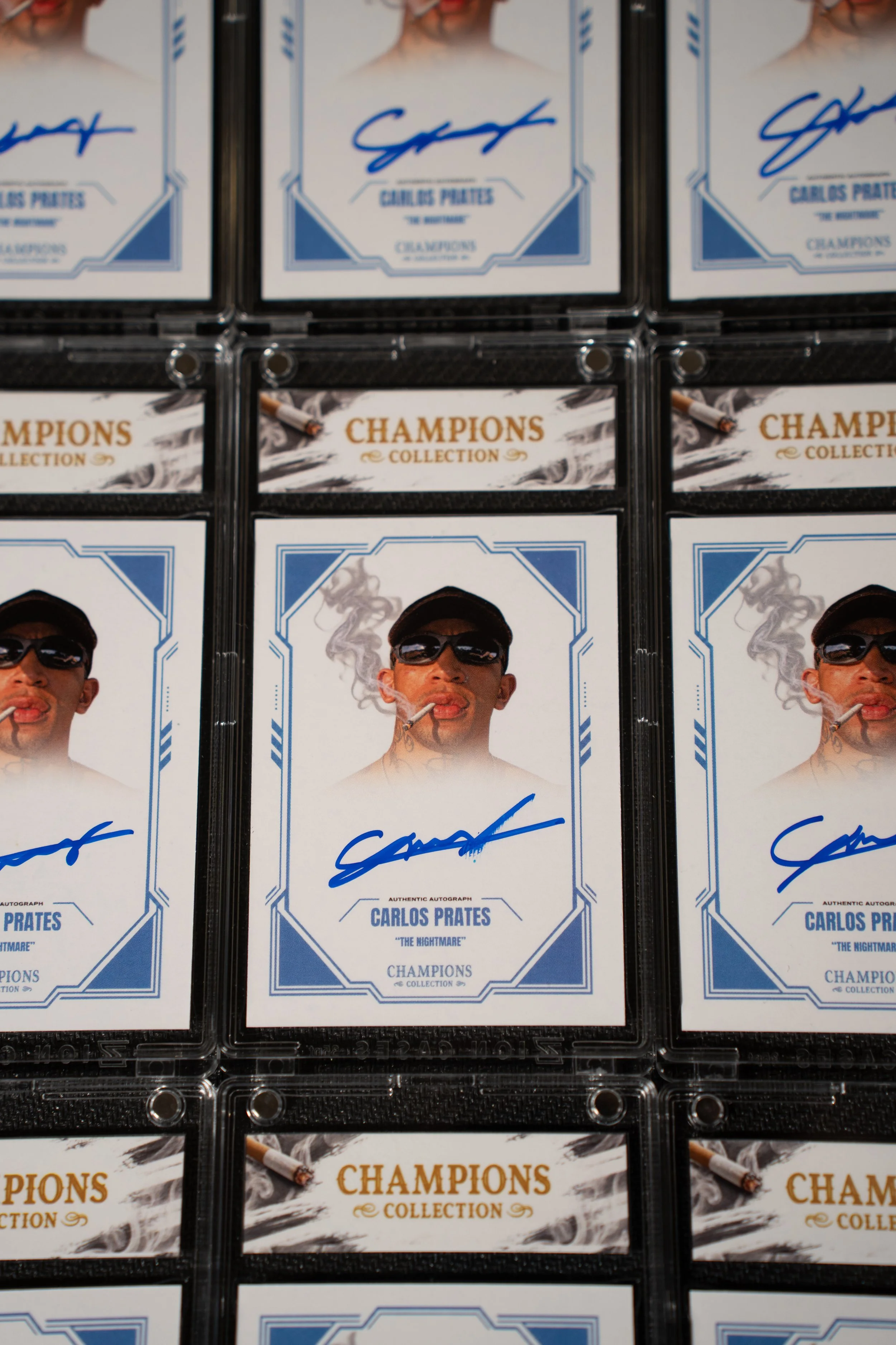 CARLOS PRATES x CHAMPIONS COLLECTION AUTOGRAPHED CARD SMOKING BLUE (PSA)