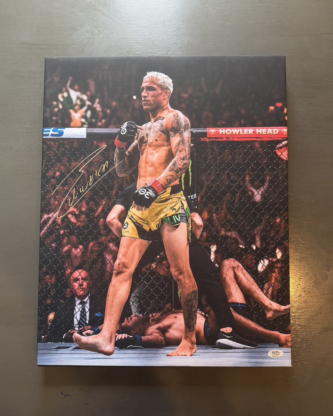 CHARLES OLIVEIRA AUTOGRAPHED 16X20 CANVAS (PSA WITNESSED)