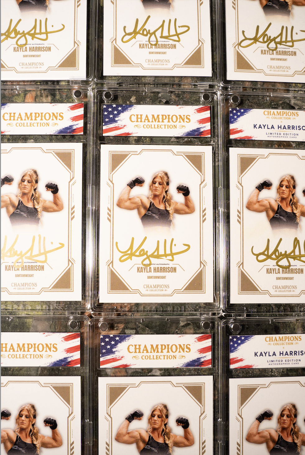 KAYLA HARRISON x CHAMPIONS COLLECTION AUTOGRAPHED CARD GOLD (PSA)