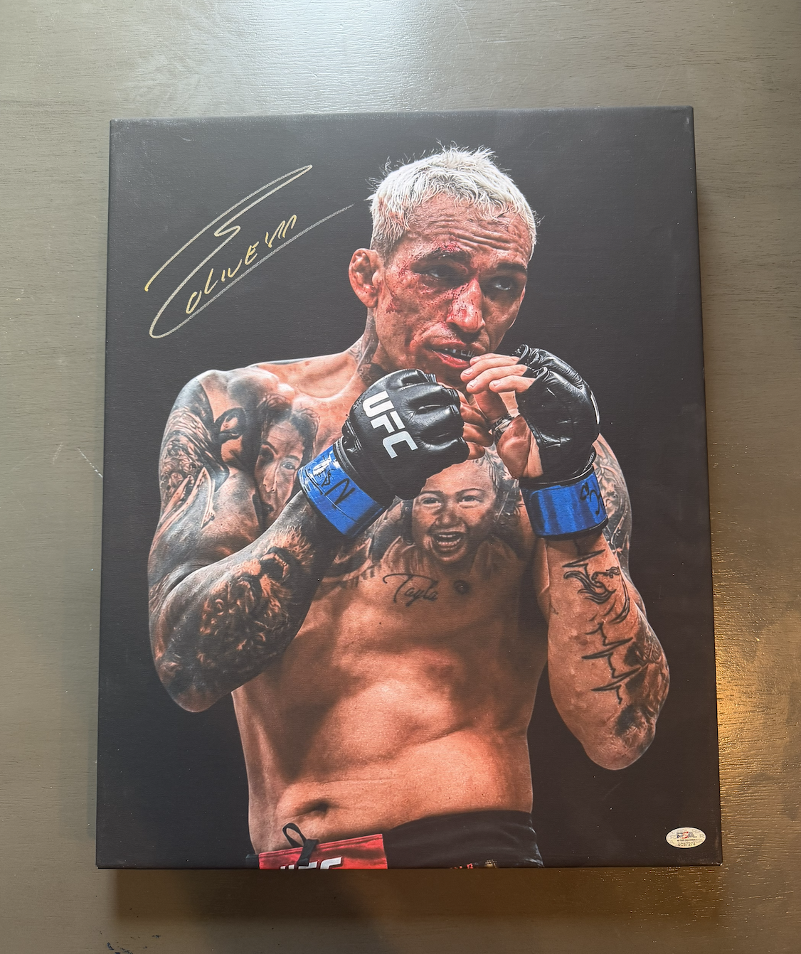 CHARLES OLIVEIRA AUTOGRAPHED 16X20 CANVAS (PSA WITNESSED)