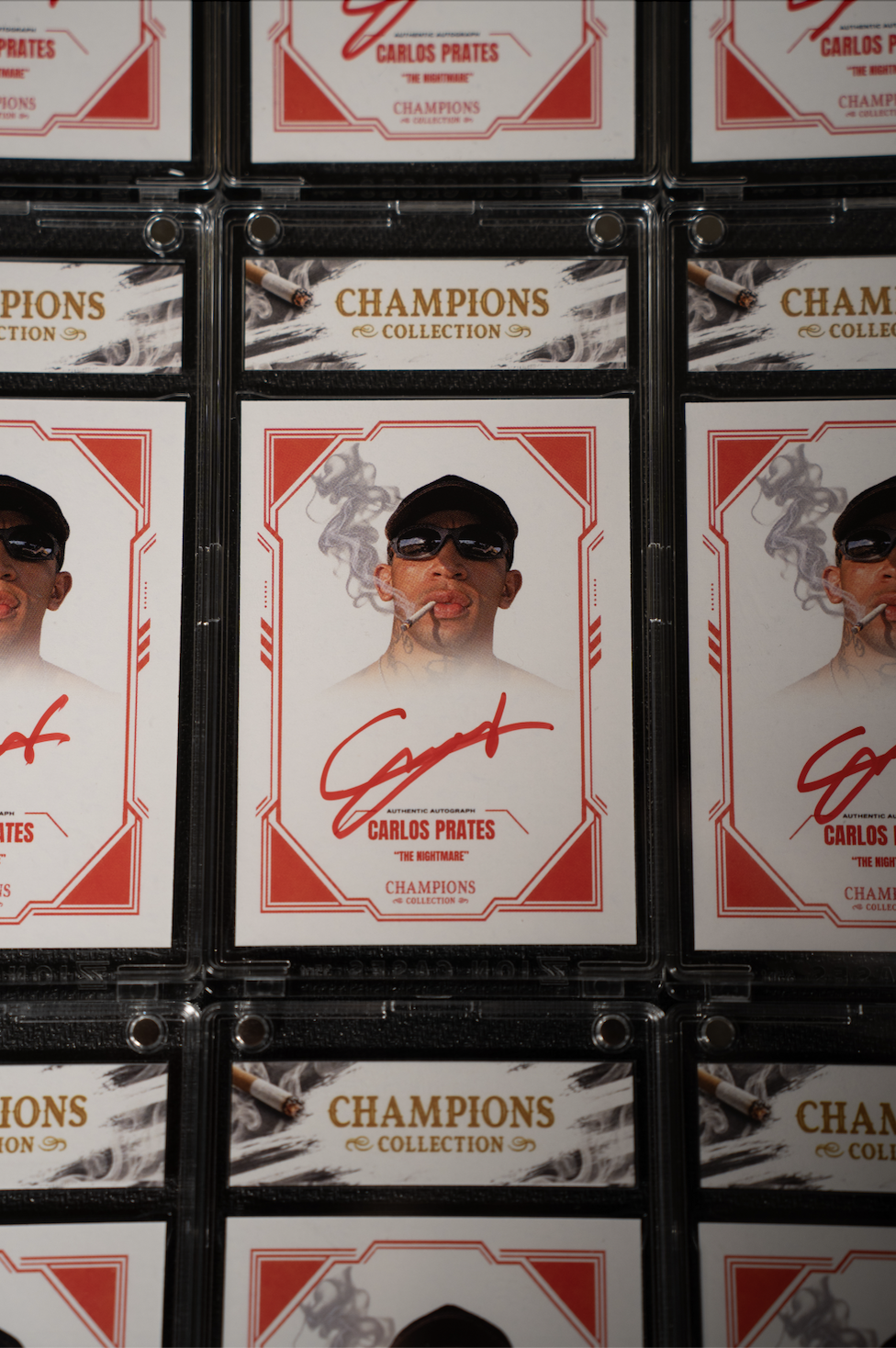 CARLOS PRATES x CHAMPIONS COLLECTION AUTOGRAPHED CARD SMOKING RED (PSA)