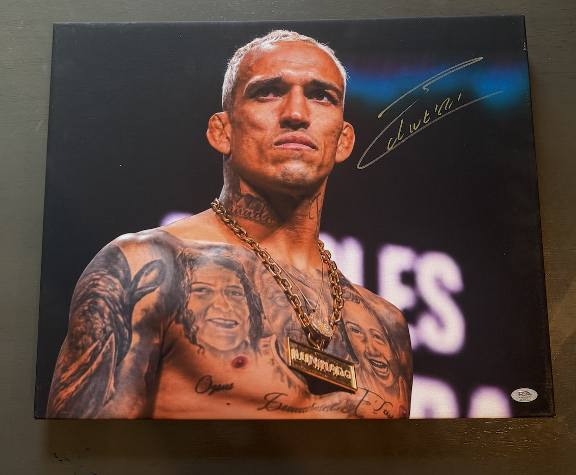 CHARLES OLIVEIRA AUTOGRAPHED 16X20 CANVAS (PSA WITNESSED)
