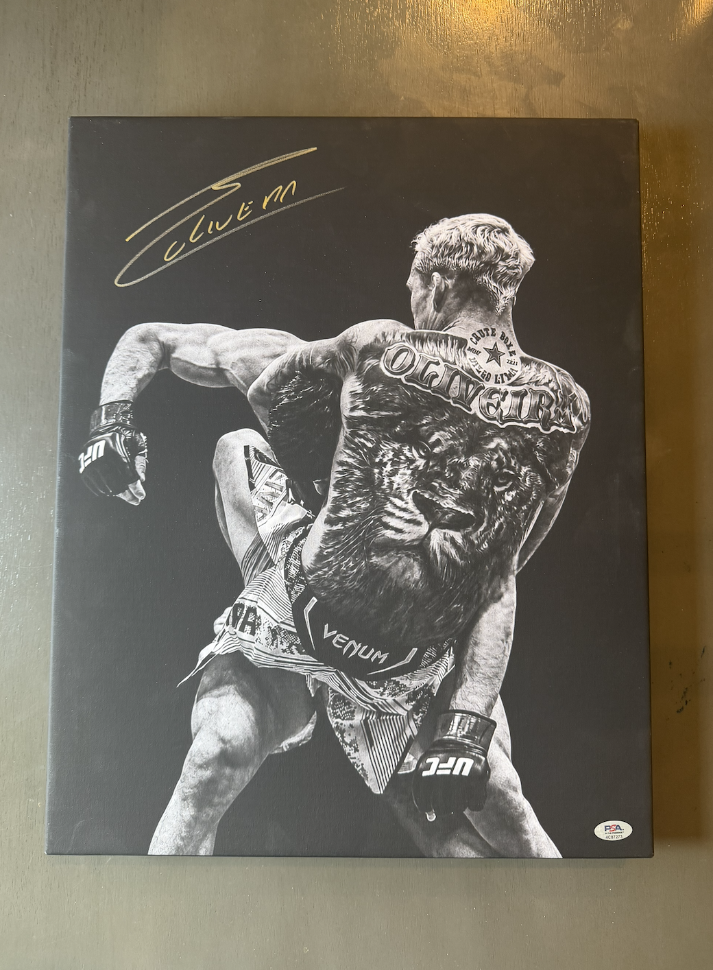 CHARLES OLIVEIRA AUTOGRAPHED 16X20 CANVAS (PSA WITNESSED)