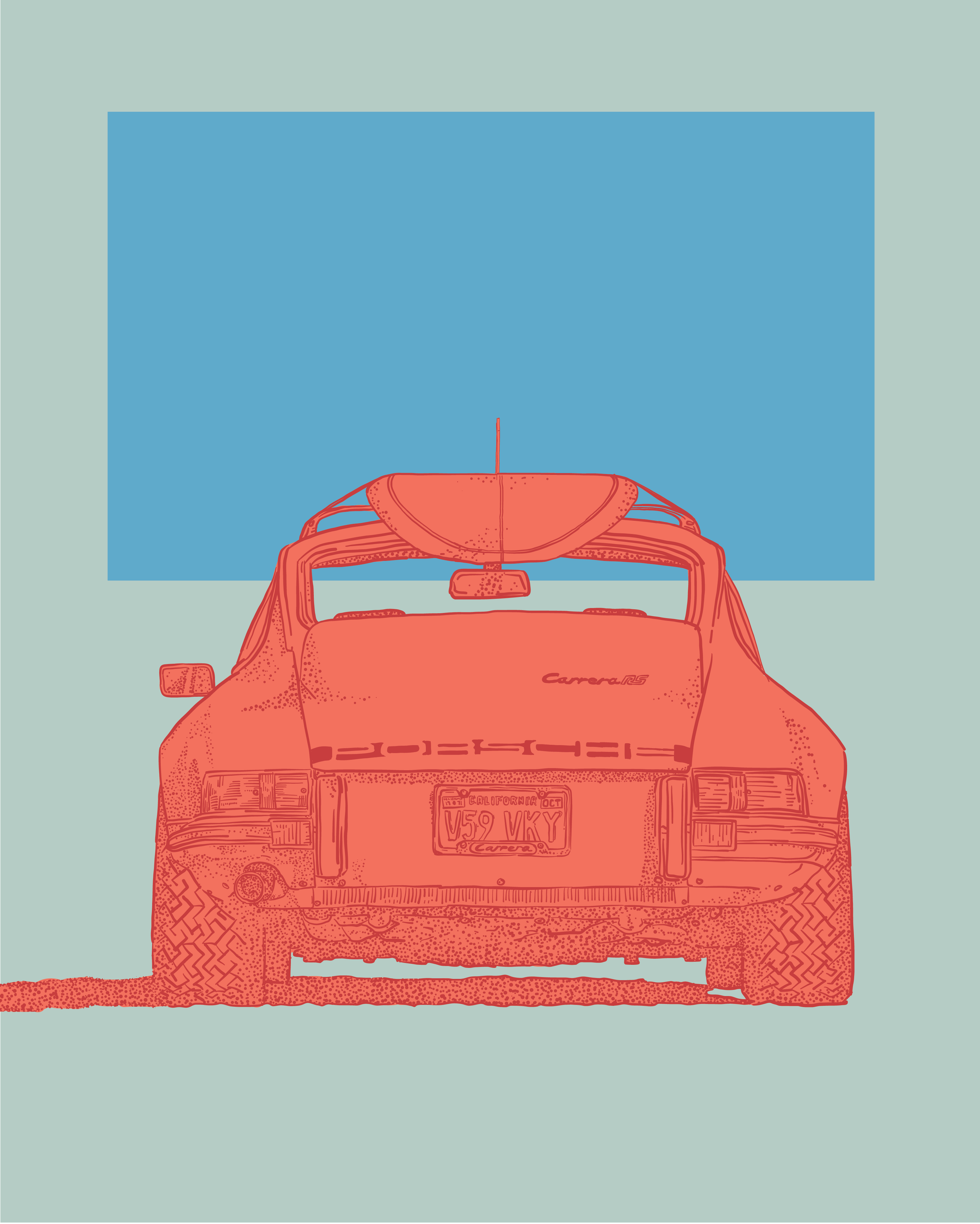 Whale tail. Single fin. Porsche Carerra RS equipped for wave seeking. 