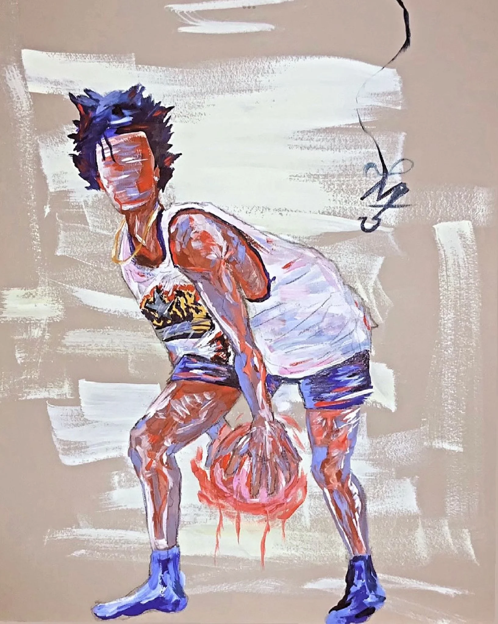 Practice? (Self Portrait), Gouache on Paper (9 x 12) 