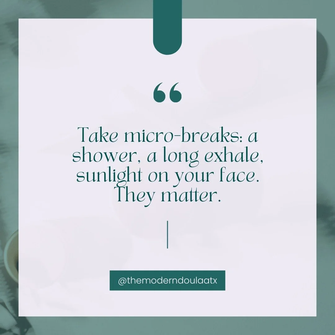 Small moments of care can refill an empty cup. 
If life feels loud right now, soften the edges.
Step away for a breath, a shower, a moment of sun on your face.
Your body is whispering that it needs care, too. 
#postpartumjourney #newmomtips #austin