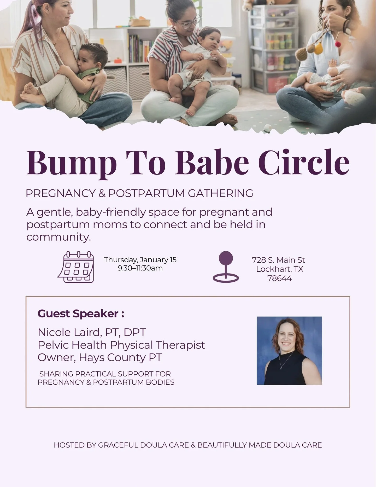 I&rsquo;m hosting the first Bump to Babe Circle of the year 🌿
and I&rsquo;d really love for you to be there.

This is a gentle, baby-friendly gathering for pregnant and postpartum moms to sit together, connect, and feel a little less alone in this s