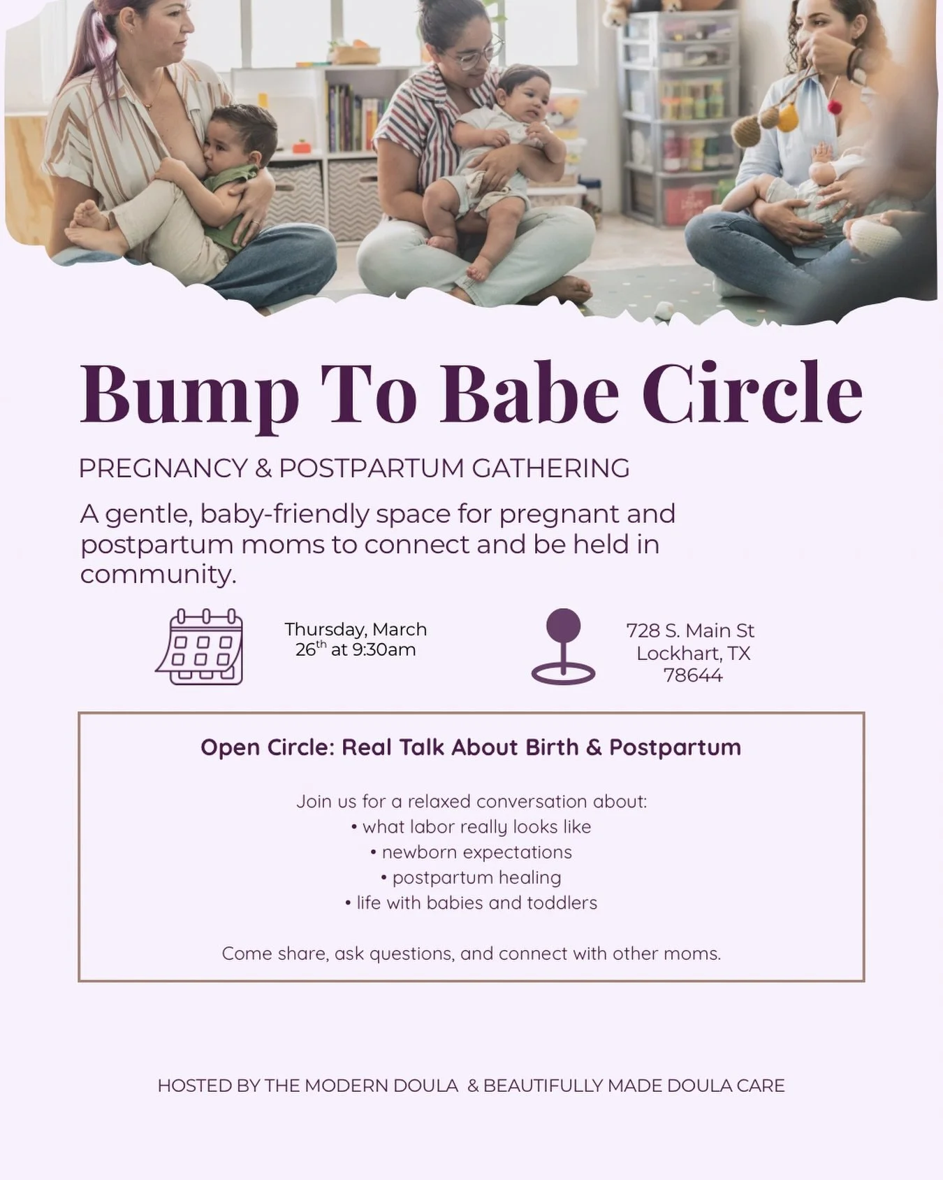 Bump to Babe Circle 🤍

Motherhood was never meant to be done alone. Whether you&rsquo;re growing your baby, navigating the newborn days, or chasing a busy toddler, this circle is a space to slow down, connect, and be supported.

Join us for a gentle