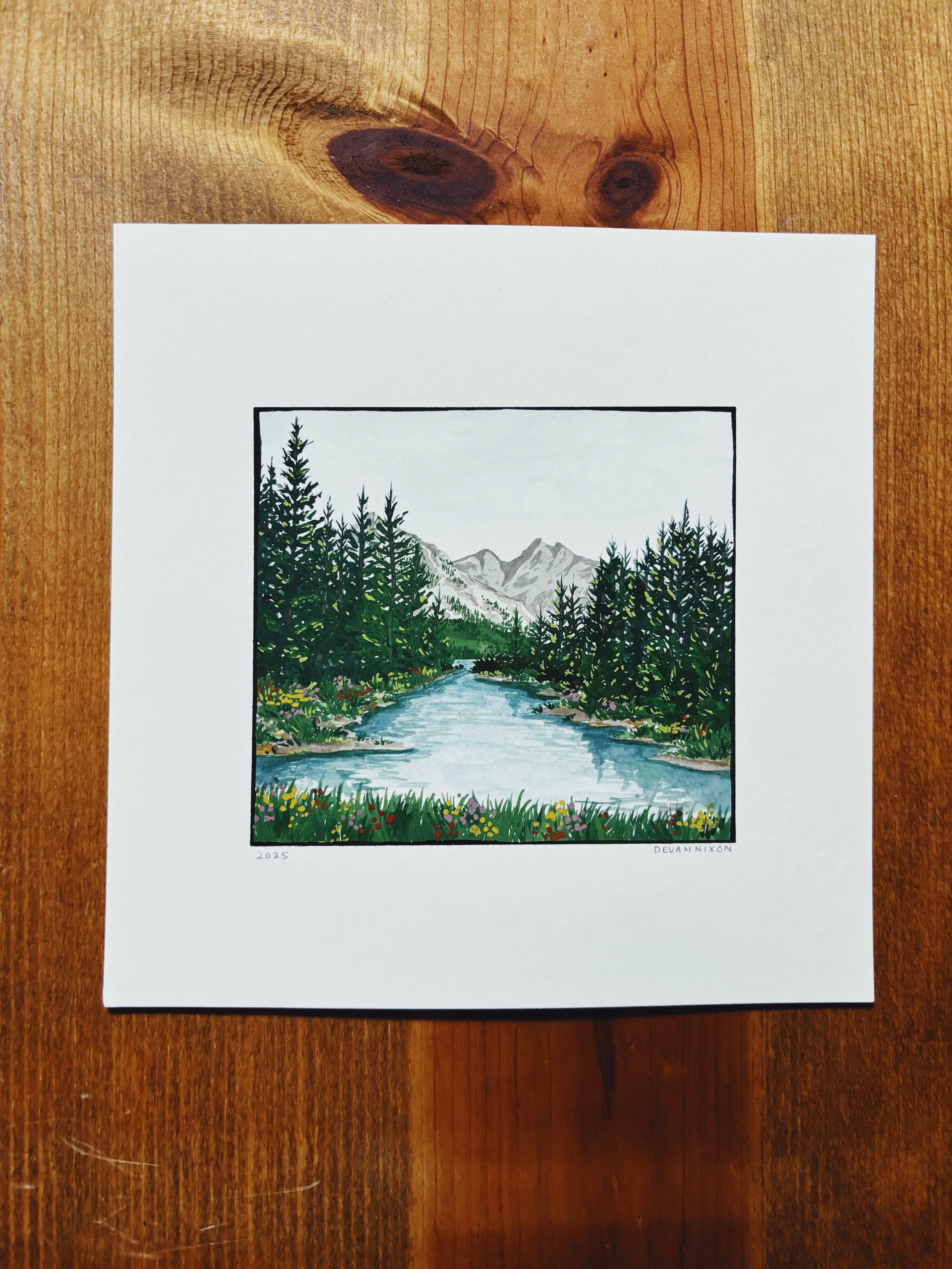 $250 | Colorado Riverside | Watercolor on hot press watercolor paper | 8 x 8 