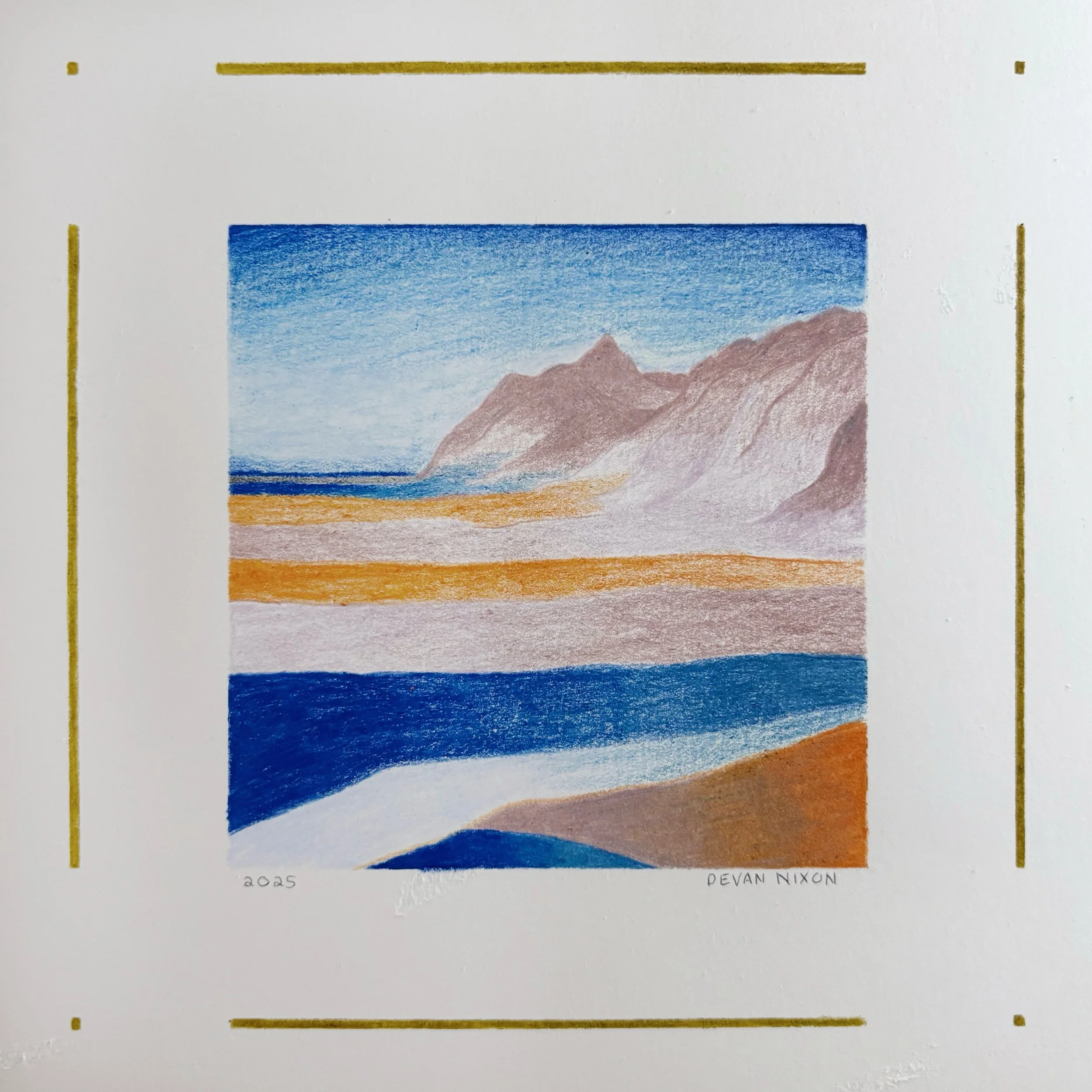 $250 | Down the Line | Colored pencil on hot press watercolor paper | 8 x 8 