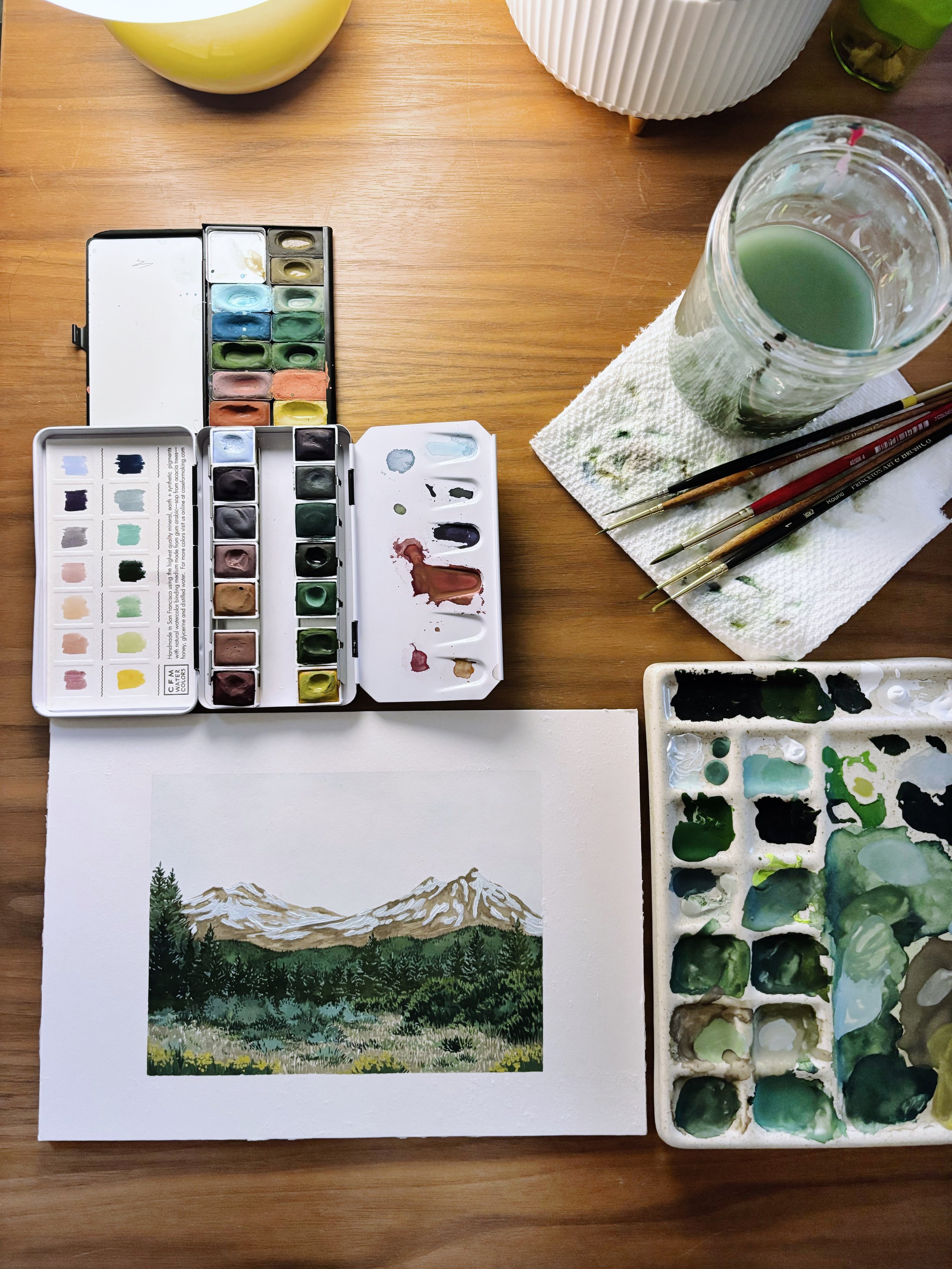 $250 | Mountain Valley 01 | Watercolor on hot press watercolor paper | 6 x 7 