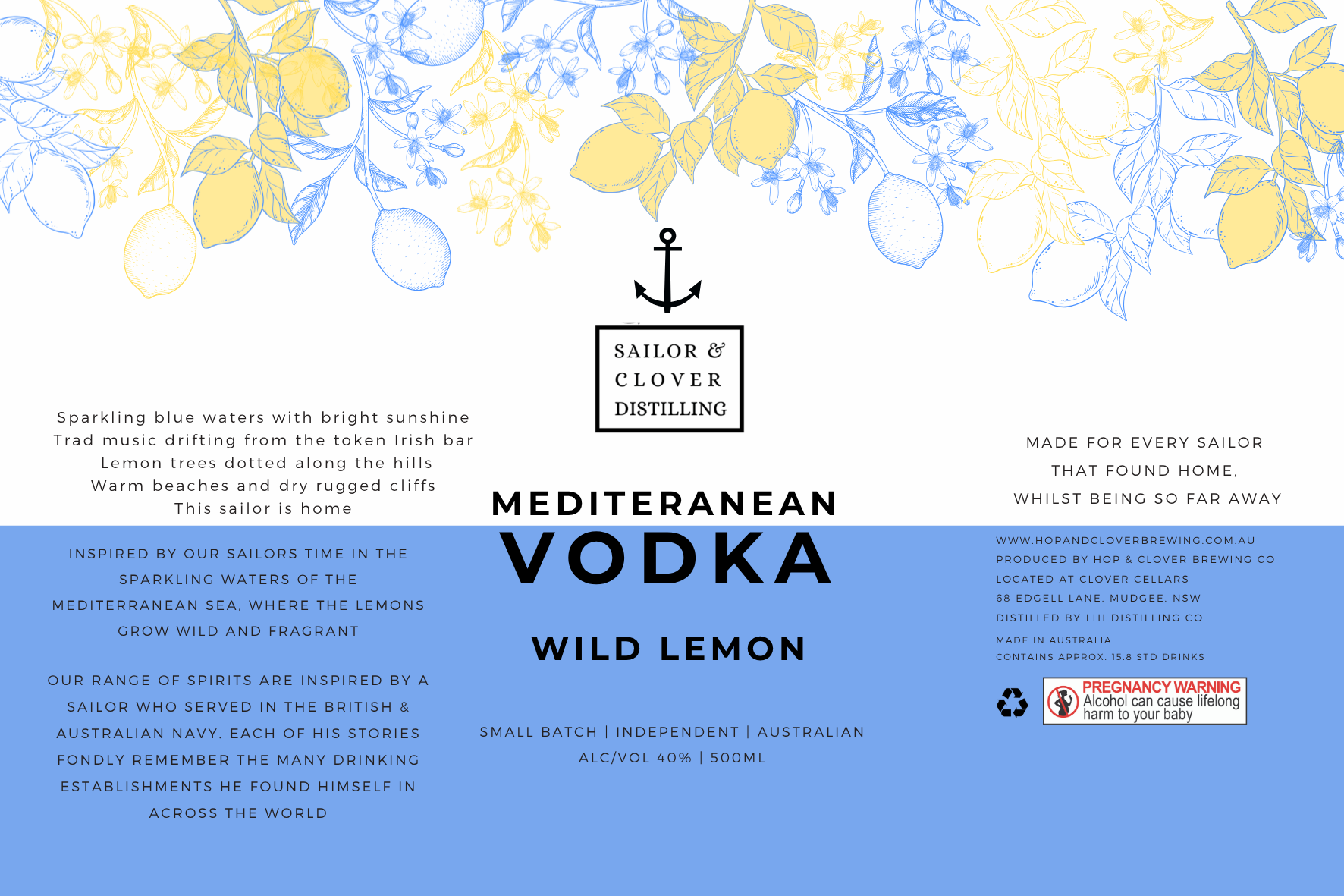 Sailor & Clover Wild Lemon Vodka
