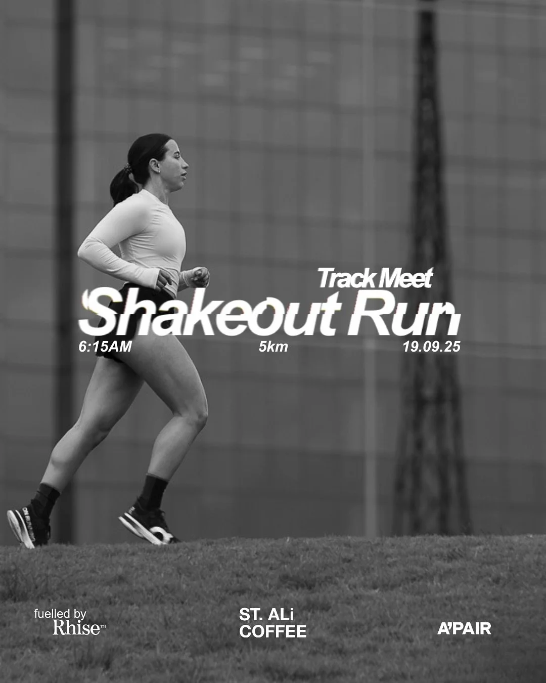 Track meet official shakeout run is here

📍 St Ali coffee roasters, South Melbourne, 3205
🗓️ Friday 19th September
🤝🏼 6am meet
💨 6:15am run leaves
🫡 Run lead by @on ambassador @_becbennett 
💦 Fuelled by @rhise.co 
😎 Partnering with @apairstor