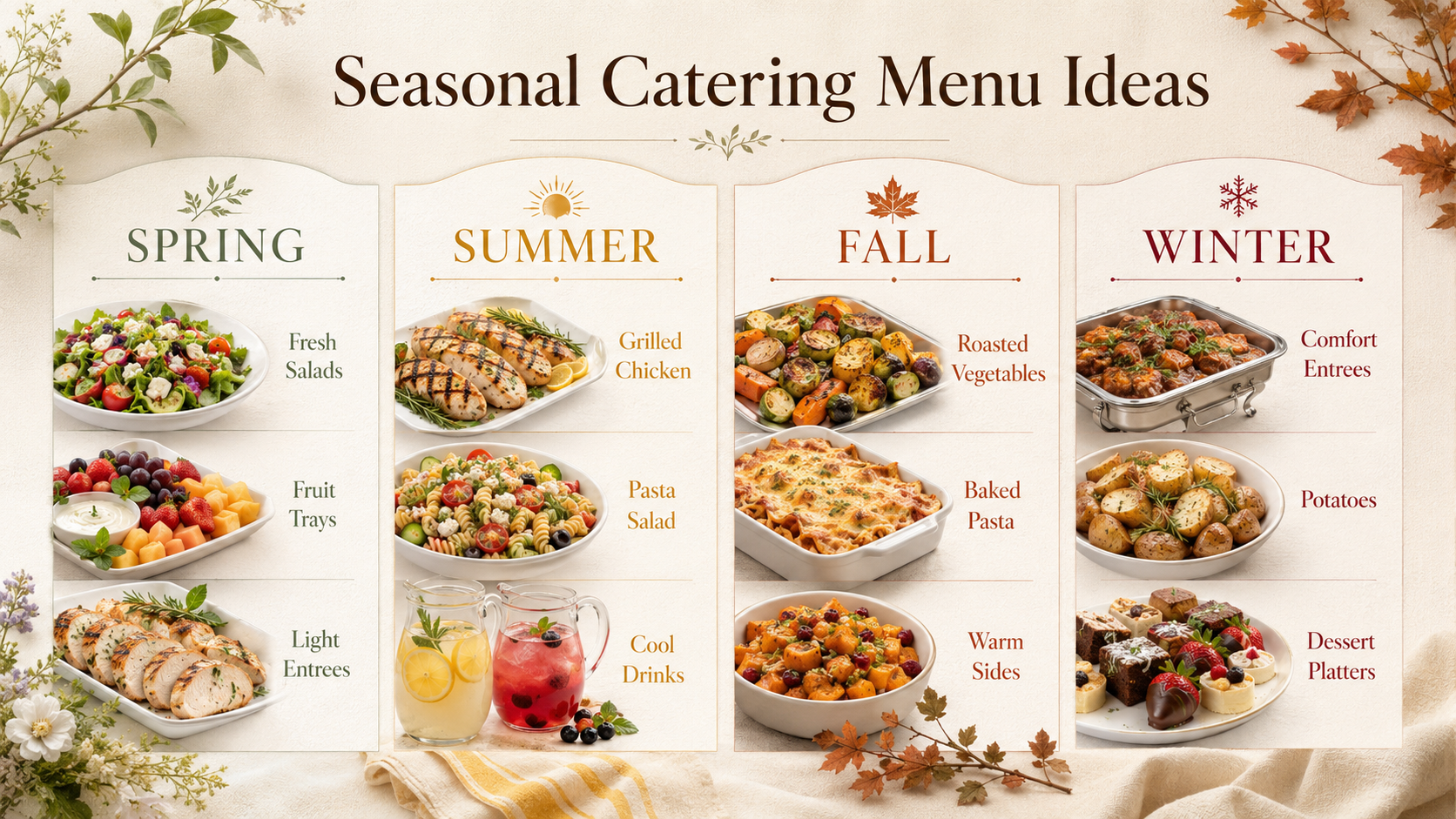 Seasonal Catering Menu Ideas for Spring, Summer, Fall, and Winter Events&nbsp;
