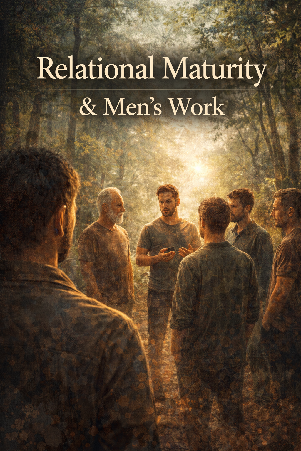 Illustration representing relational maturity and men’s work, symbolising healthy masculinity, emotional presence, accountability, and trauma-informed relational healing.