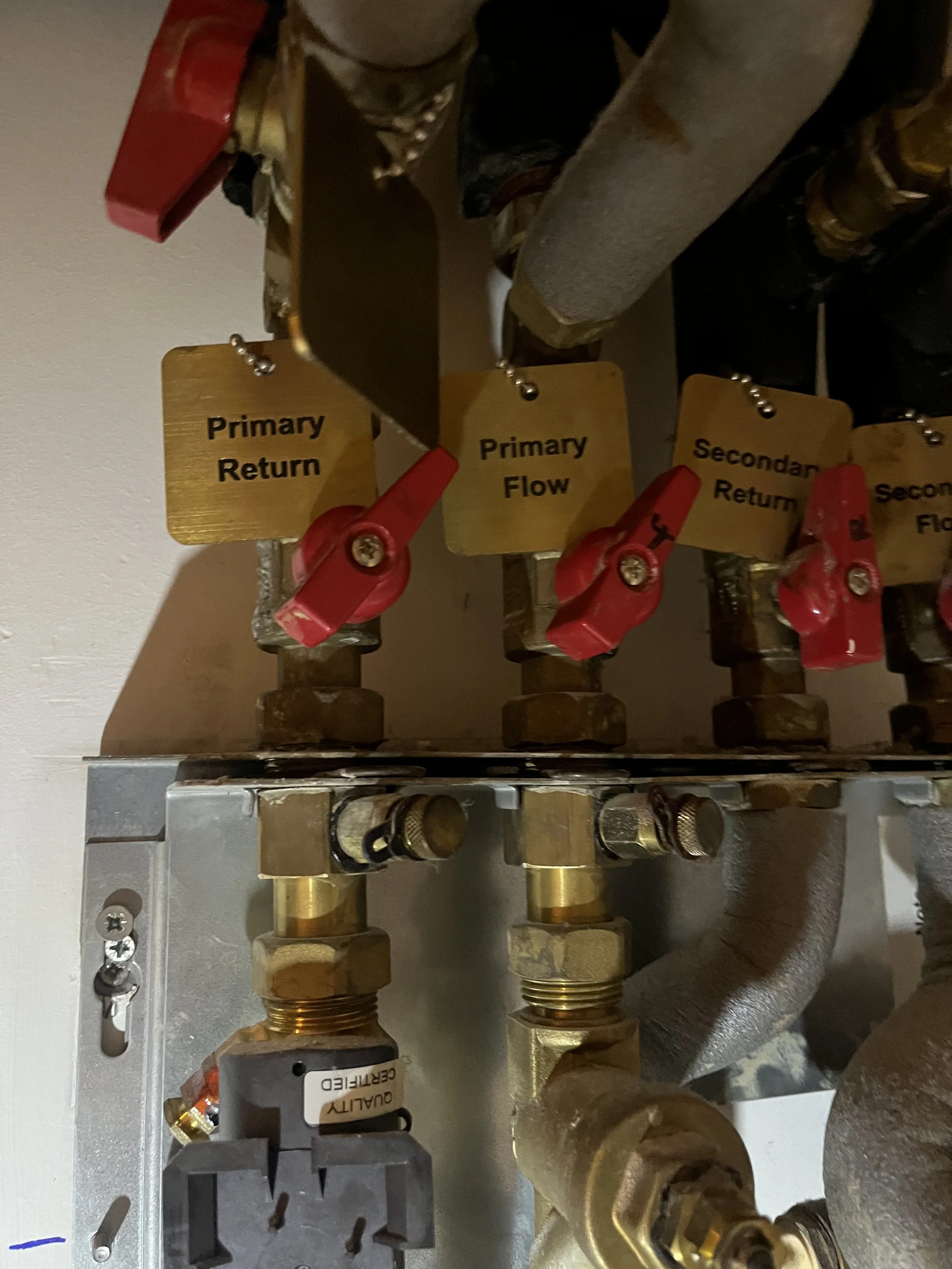 Neatly labelled HIU pipes
