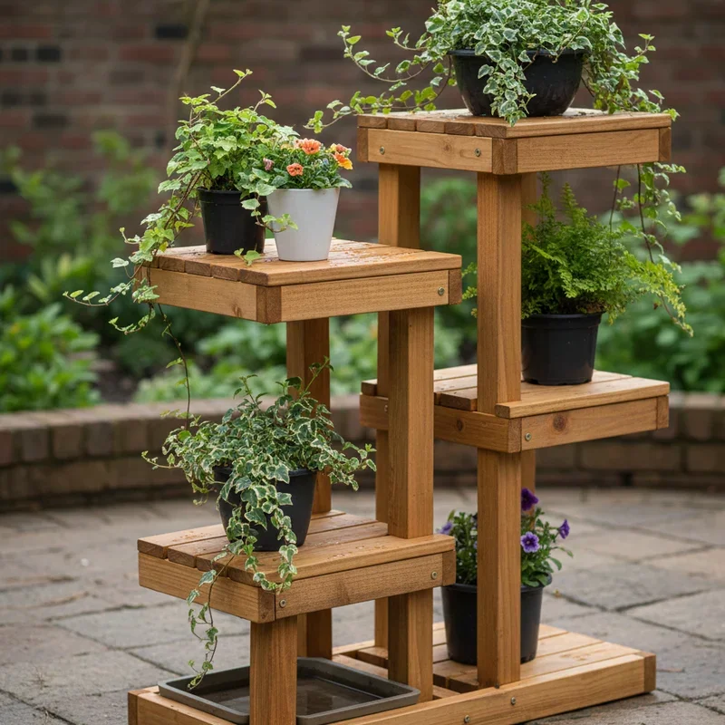 DIY Wood Outdoor Plant Stand Ideas