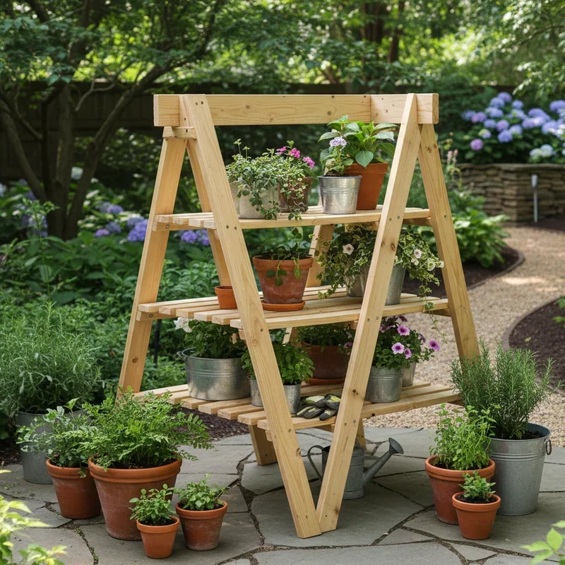 DIY Wood Outdoor Plant Stand Ideas
