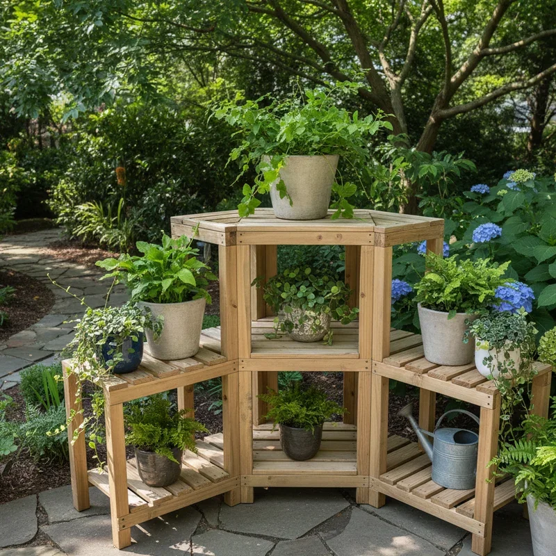 DIY Wood Outdoor Plant Stand Ideas