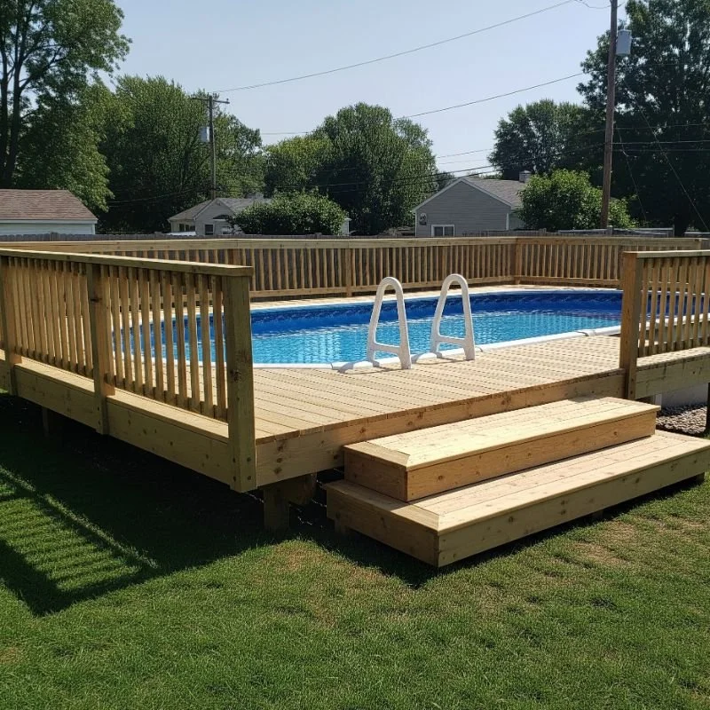 15 DIY Above Ground Pool Deck Ideas on a Budget