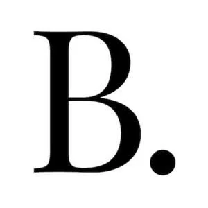 Black letter B followed by a period on a white background.
