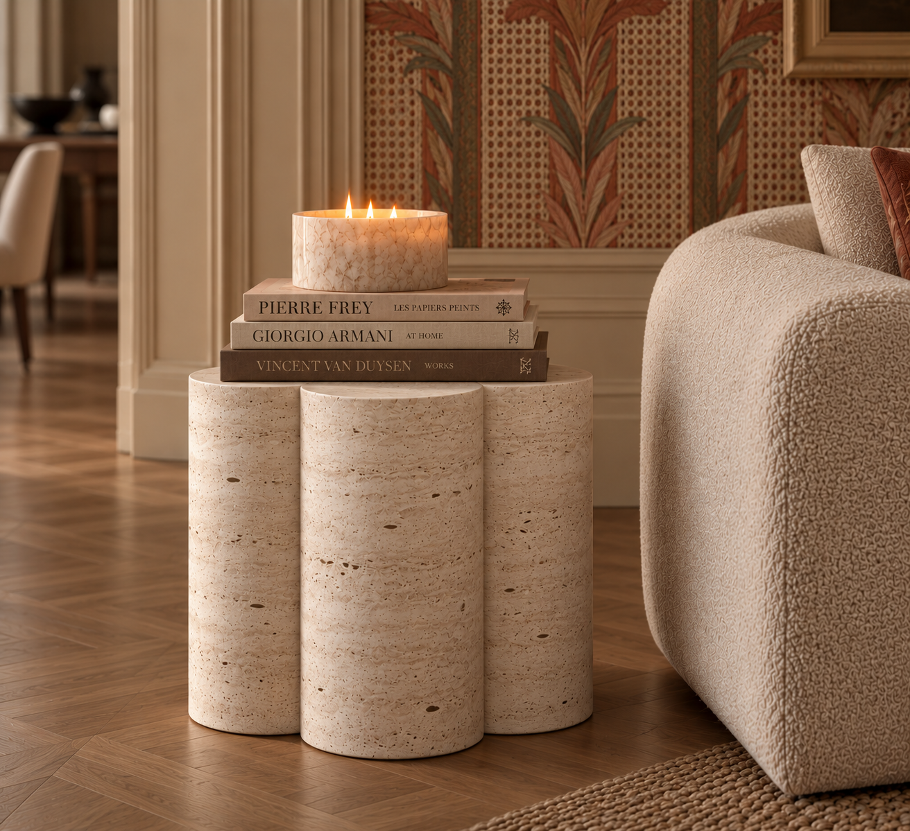 Table d'appoint Flora travertin