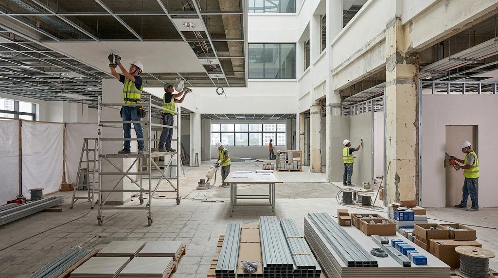 Commercial construction and alteration works in progress