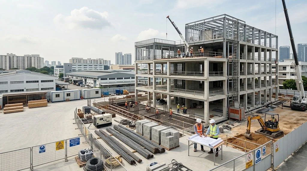 Commercial and industrial construction project in Singapore