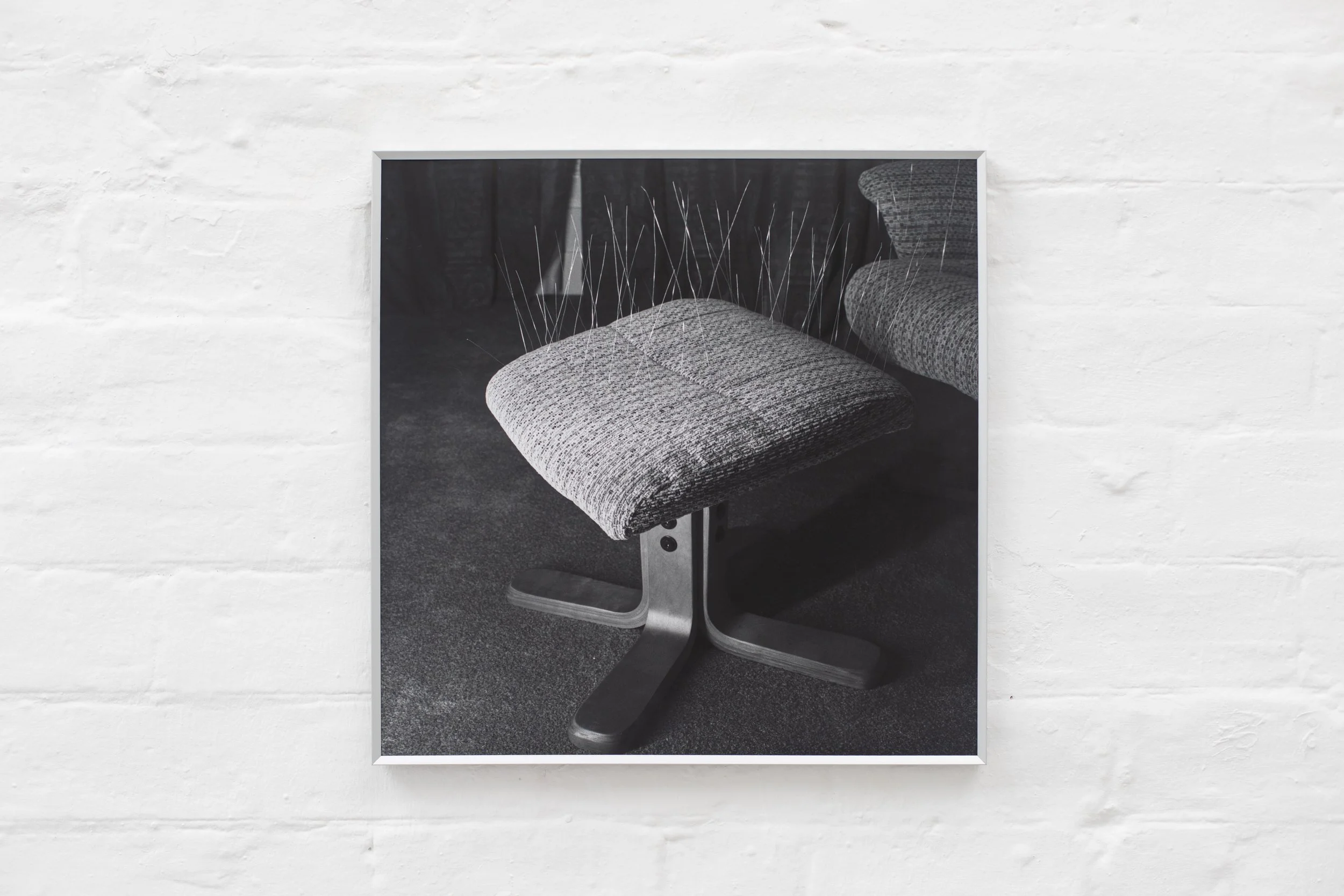 Installation photograph from Glasgow School of Art MFA Interim Show, 2026. Framed inkjet print, 500 x 500mm. 120mm scan.