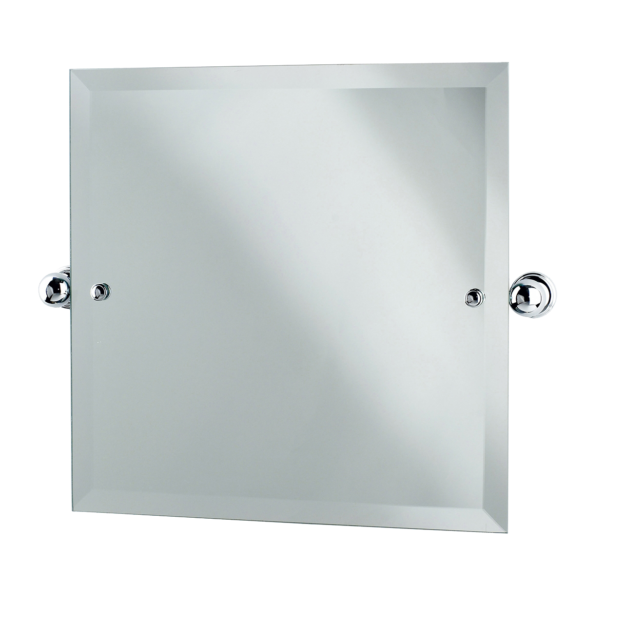 Perrin & Rowe PR6984 Spiegel QUADRATISCH mit Facettenschliff, Spiegelgrösse: H500 x B500mm Gesamtgrösse: H500 x B590mm, kippbare Wandhalterungen