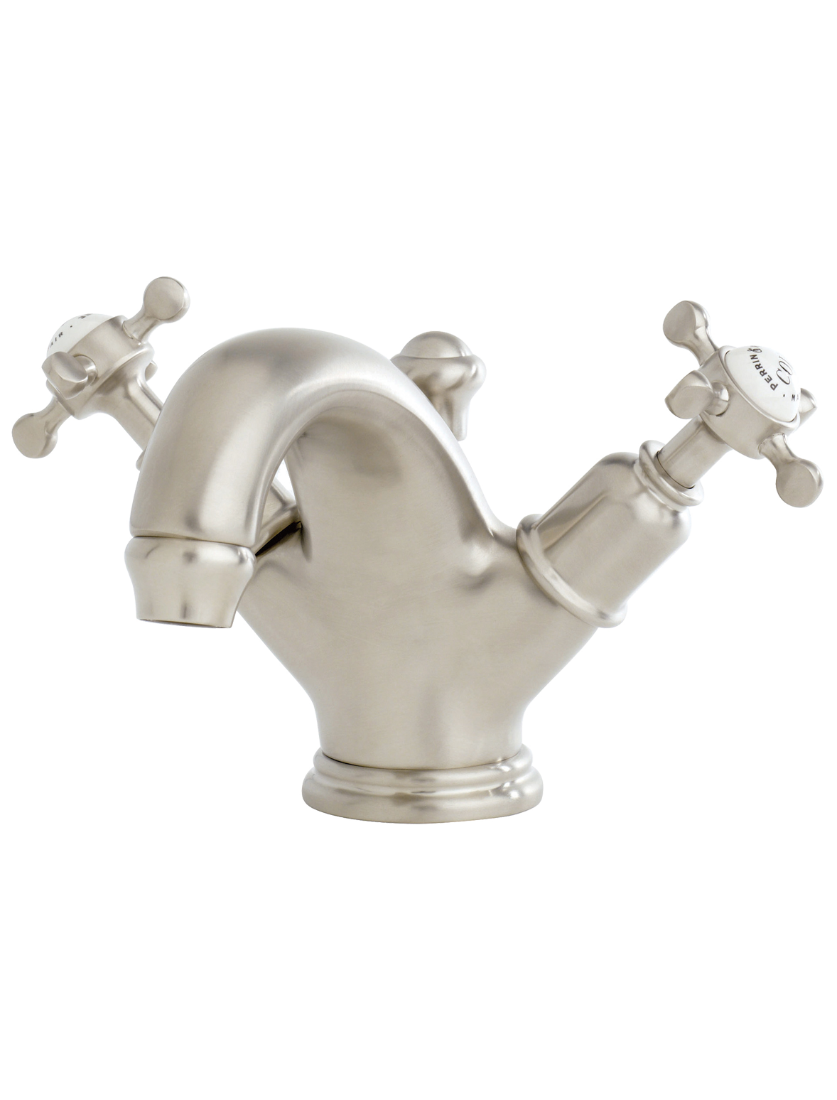 Perrin & Rowe PR3626 CROSSHEAD Waschtisch-Einlochmischbatterie mit Kreuzgriffen, inkl. Zugknopf-Ablaufgarnitur, Auslauflänge: 145mm