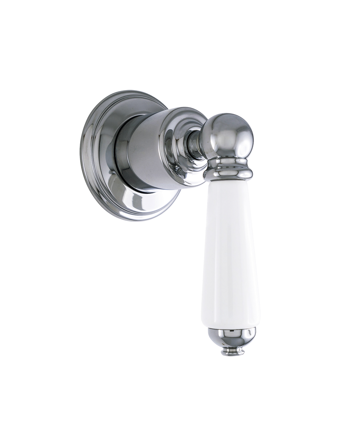 Perrin & Rowe PR5542 LEVER 2-Wege Umschalter mit weissem Porzellanhebel, 1x Eingang plus 2x Ausgang, zur Unterputz-Montage.