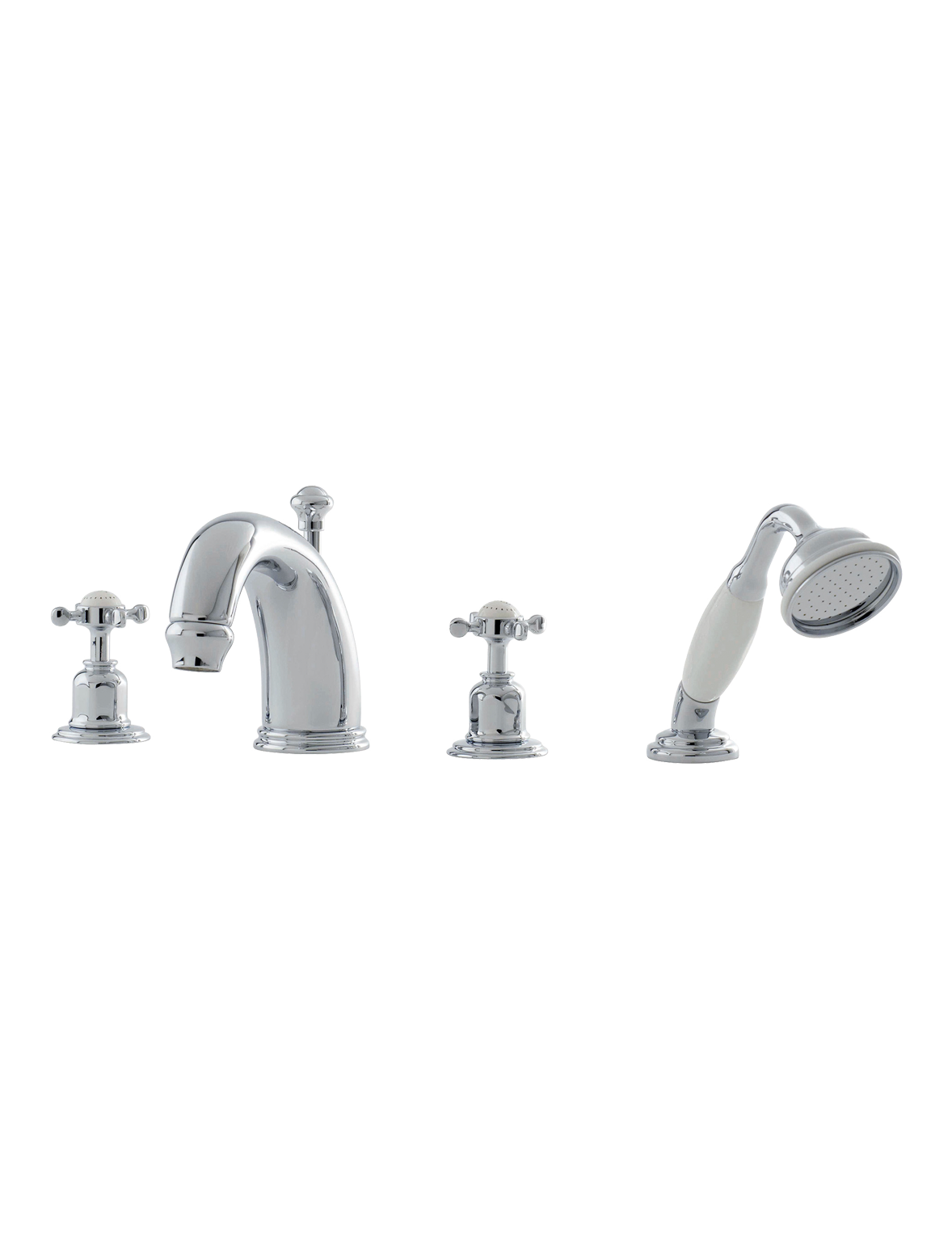 Perrin & Rowe PR3246 CROSSHEAD ¾“ Badewannen 4-Loch Kombination mit Kreuzgriffen, Wannenrandmontage.