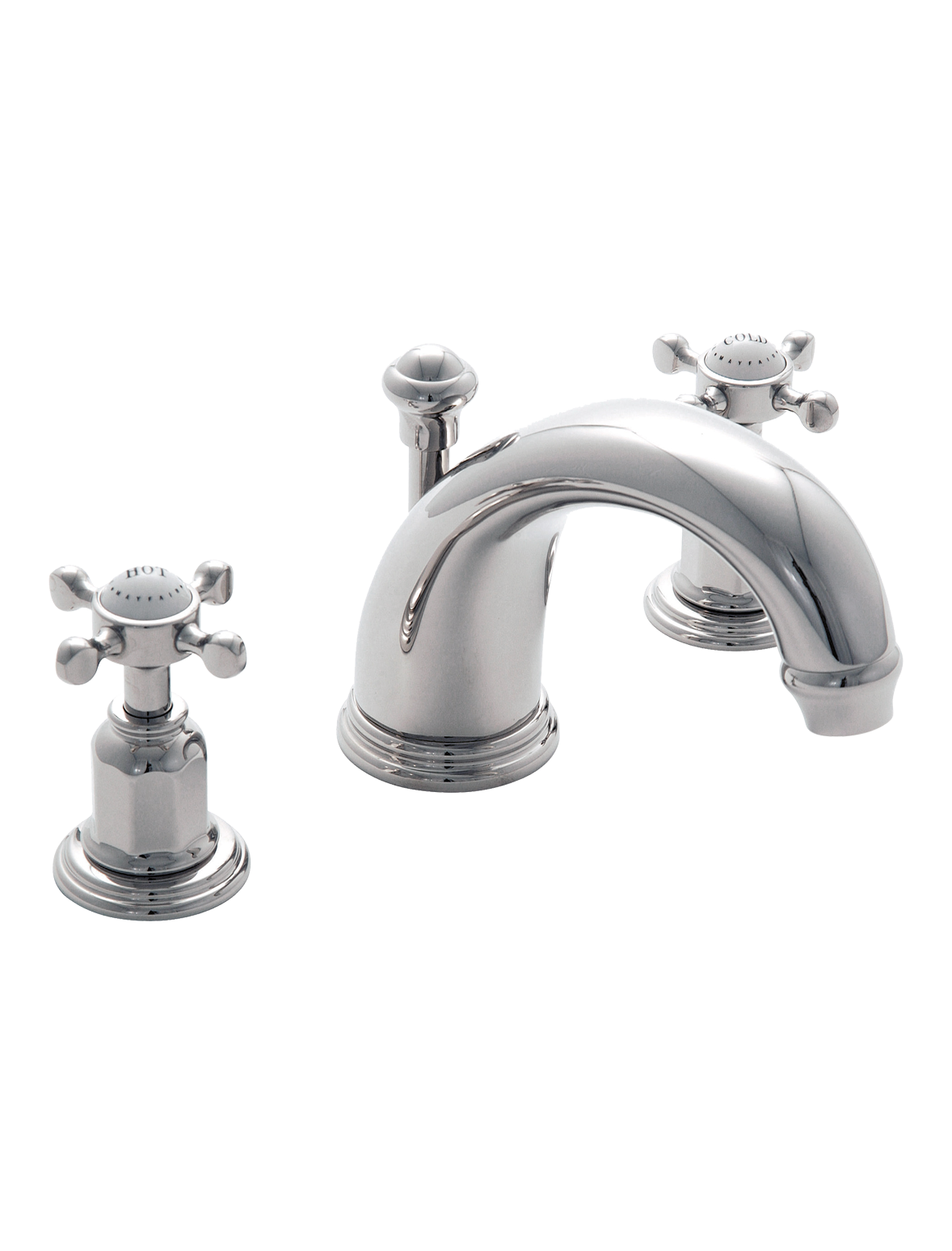 Perrin & Rowe PR3701 CROSSHEAD Waschtisch 3-Loch Mischbatterie mit Kreuzgriffen, inkl. Zugknopf-Ablaufgarnitur, Auslauflänge: 140mm.