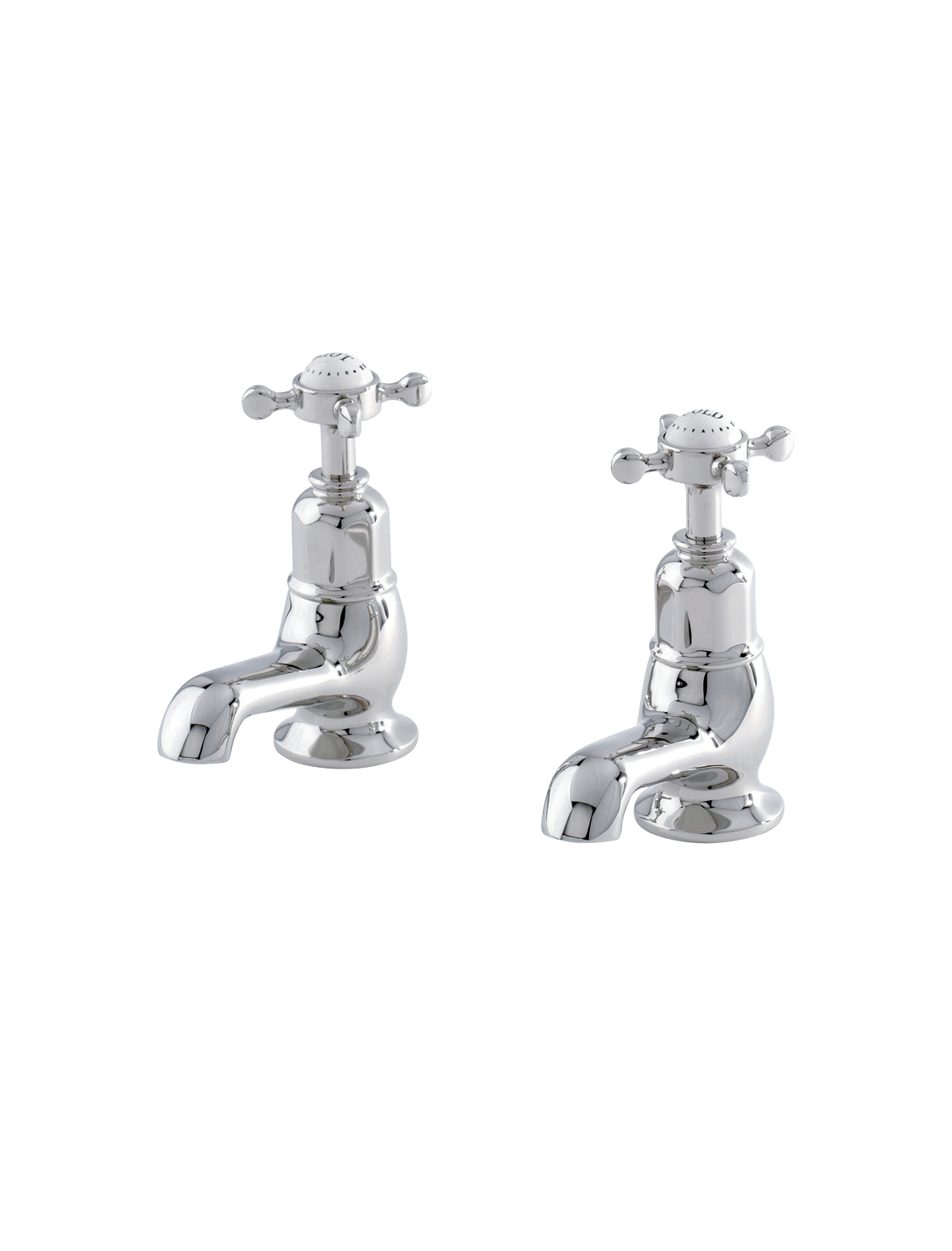 Perrin & Rowe PR3476 CROSSHEAD ½“ Waschtisch-Füllventile mit Kreuzfgriffen, Auslauflänge: 100mm.