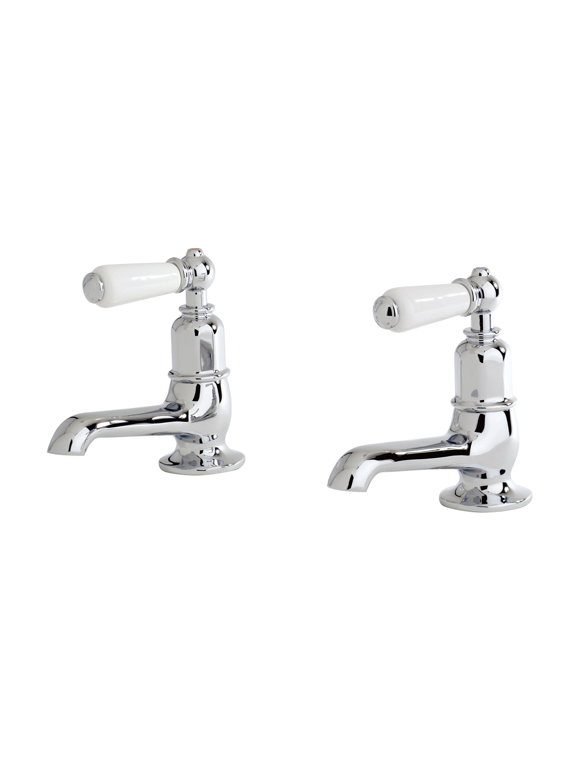 Perrin & Rowe PR3475 LEVER ½“ Waschtisch-Füllventile mit weissen Porzellanhebeln, Auslauflänge: 100mm.