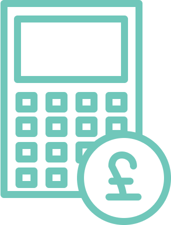 Calculator icon with British pound symbol