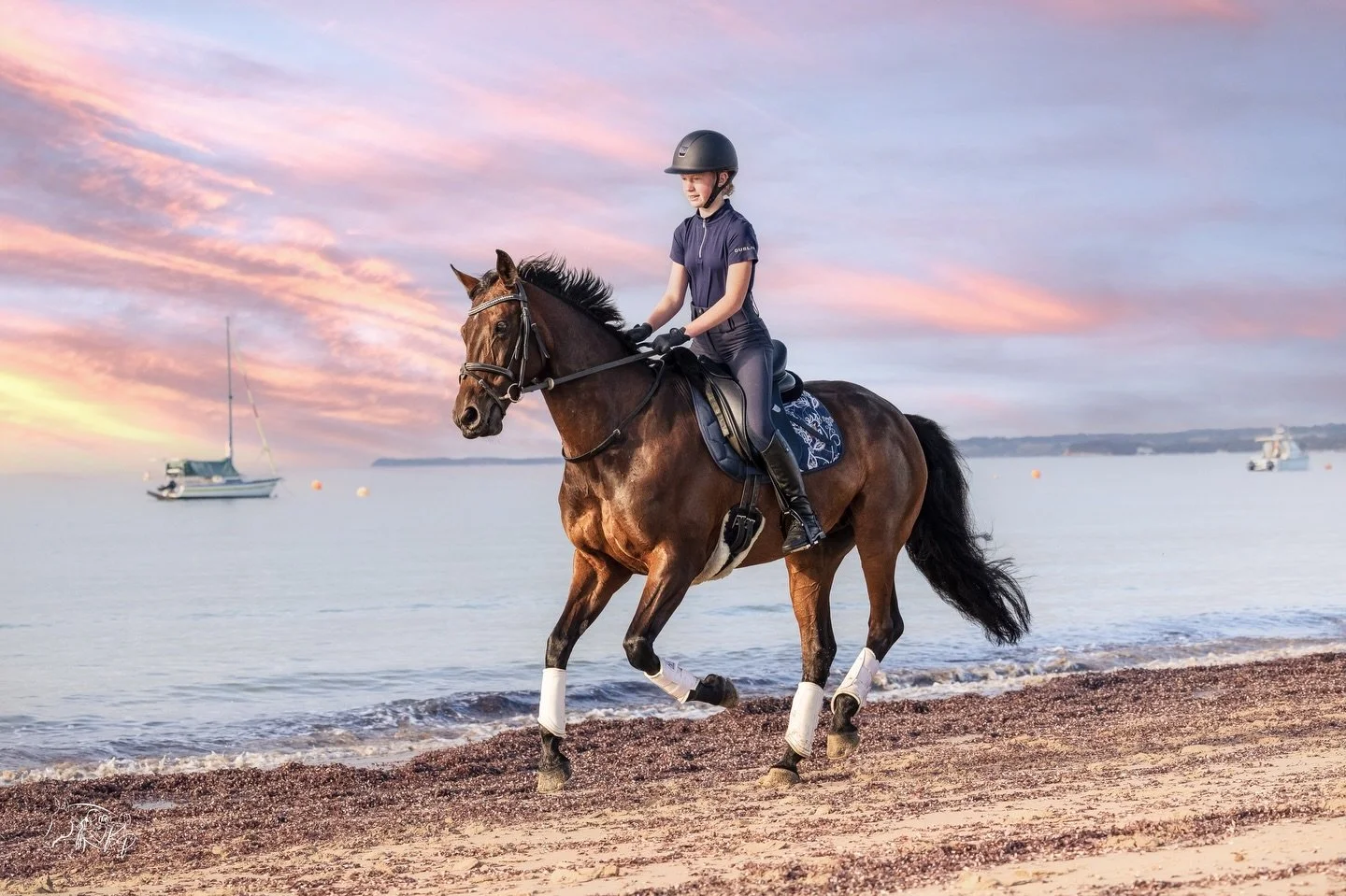 Back at the beach and ready to chase those summer sessions! 🏝️ 

📸 @kirsty_pasto - pictured @jessbeventingg and Diva at Balnarring Beach, Victoria. 

#KirstyPastoMedia #BeachVibes