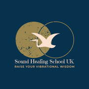 Logo for Sound Healing School UK with a bird and celestial moon background