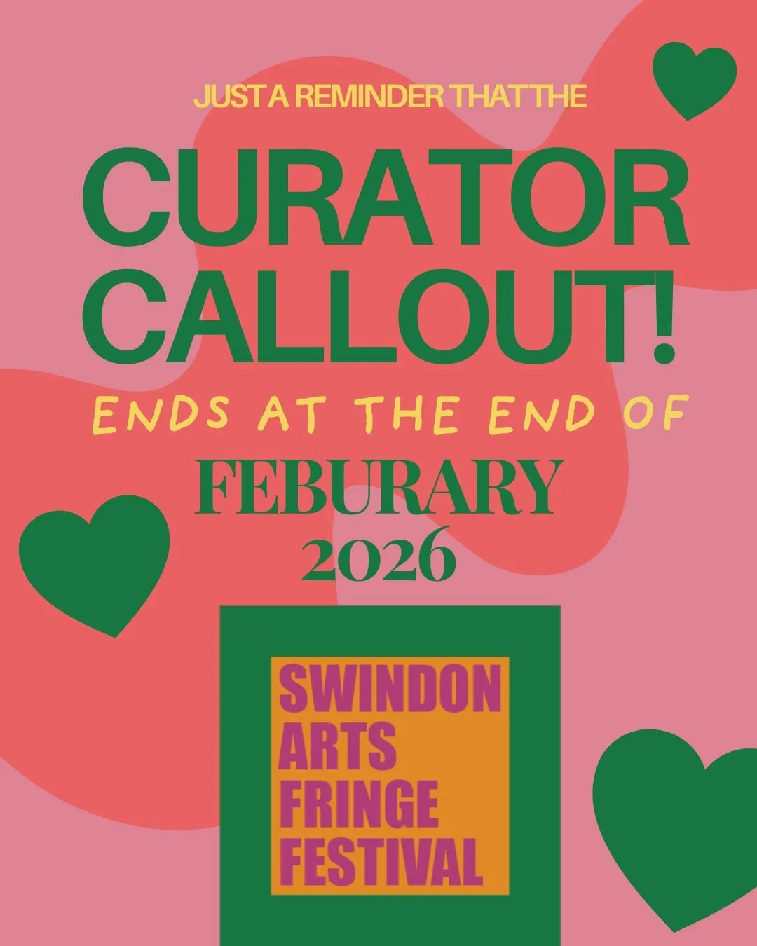 THIS IS YOUR FRIENDLY WARNING: We&rsquo;re Halfway through the Curator Callout period! Still haven&rsquo;t sent an application? Well make sure you do as we close the applications on March 1st, 2026. 

🎨 Think you&rsquo;d like to be a curator this ye