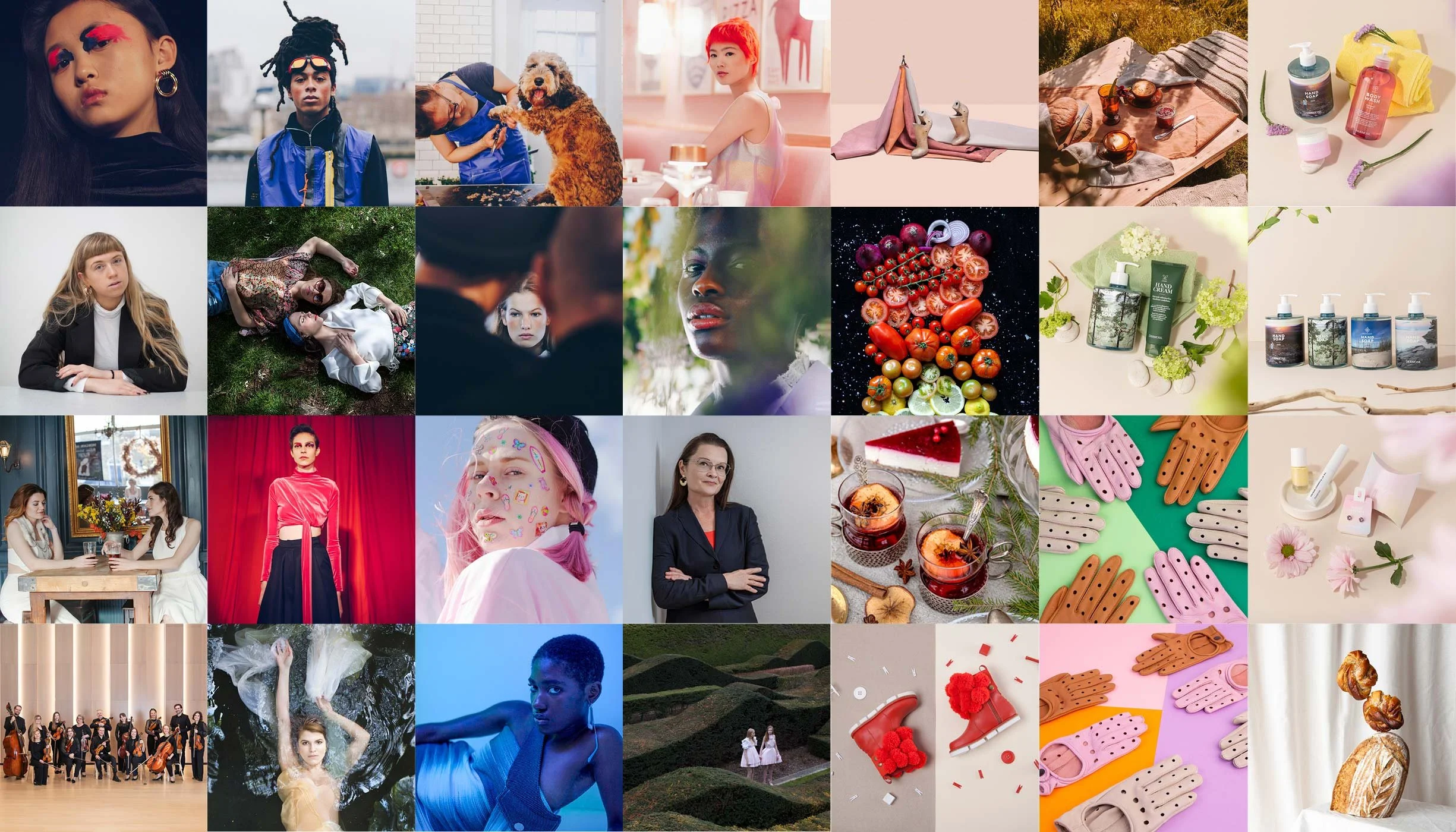 Emmin ja Anun aiempia työnäytteitä värikkäänä valokuvakollaasina