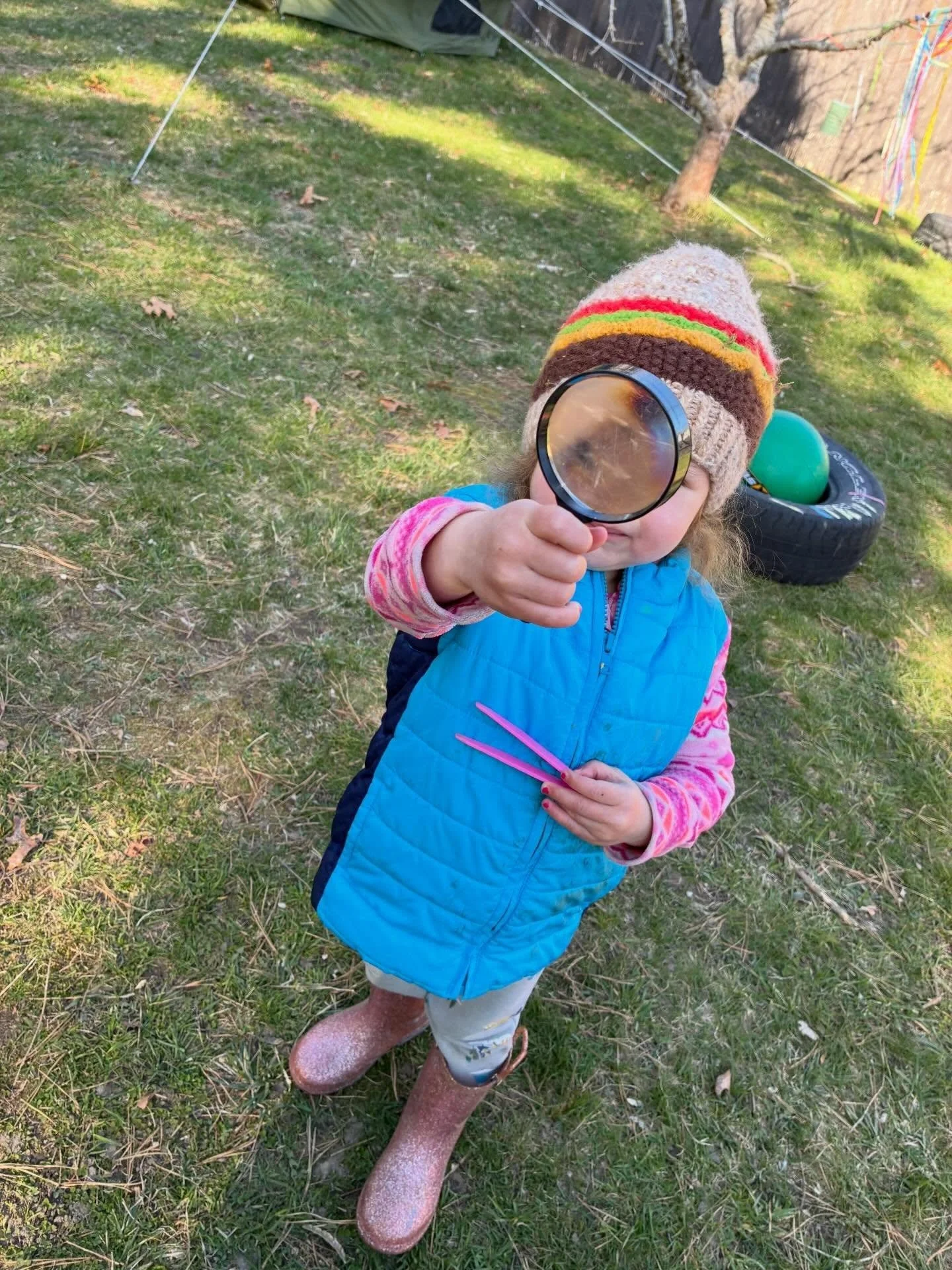 What do you see? 🤩☀️🌱Thoroughly inspecting and truly enjoying the natural treasures around us, day by day 🙌🏽🌲👣🪾🐜🕸️🍂#urbanforestschool #everyoneisascienceperson