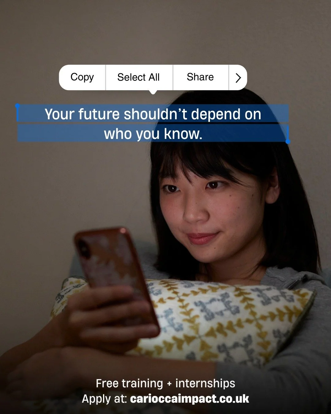 Ever felt like getting a foot in the door just depends on luck or connections?

The imPACT Programme changes that.

We train young people (18&ndash;25) from ethnically diverse backgrounds in Greater Manchester, completely free, and connect them to sh