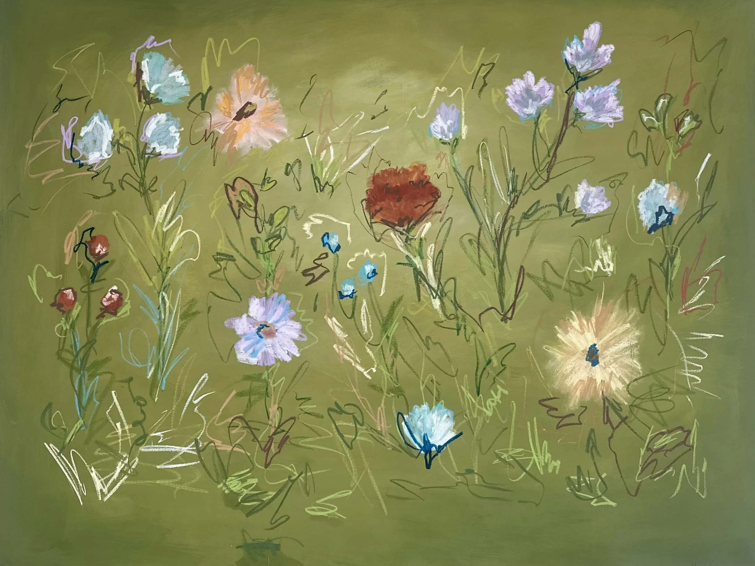 36" x 48" acrylic, oil pastel 2025