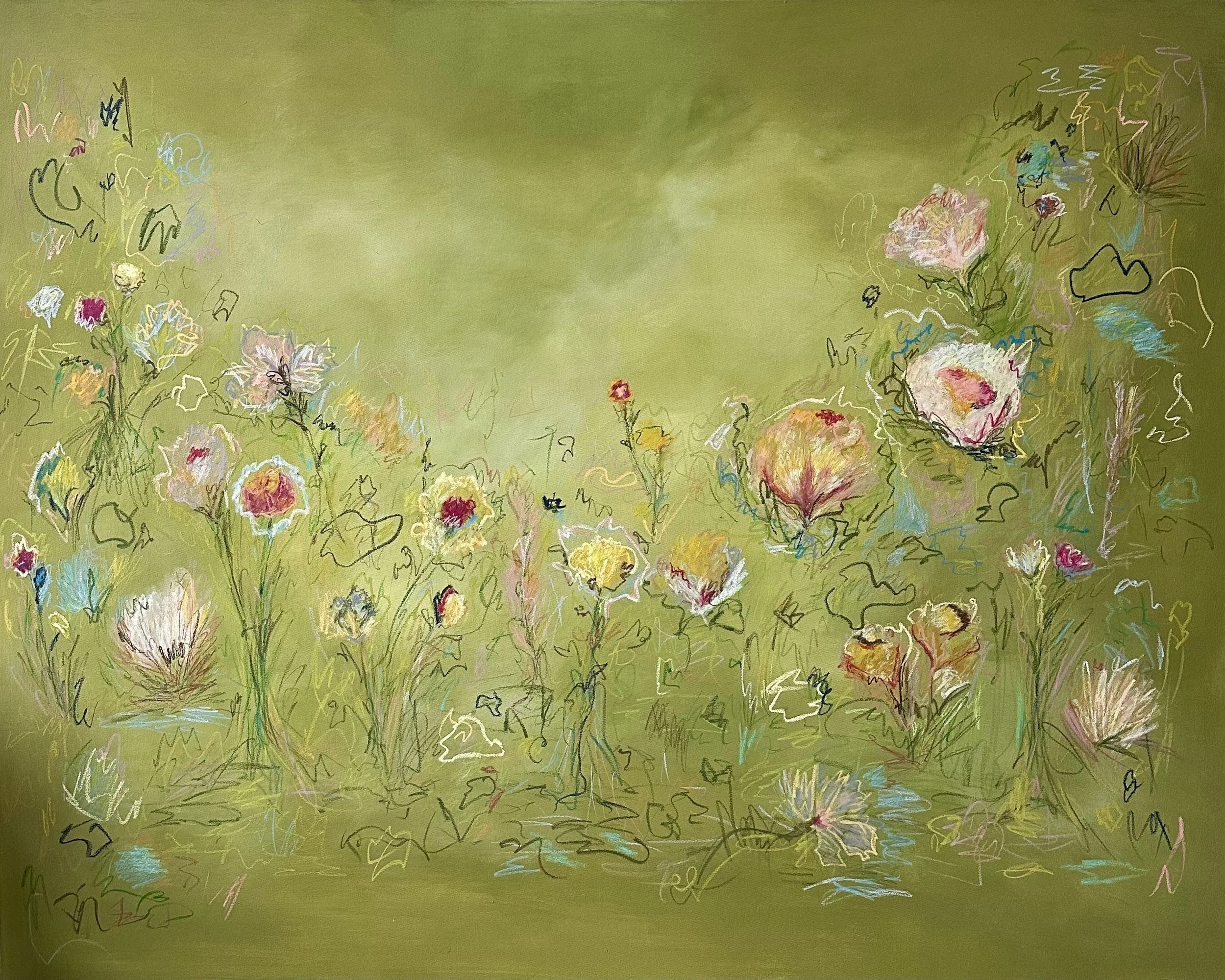 48" x 60" acrylic, oil pastel 2025