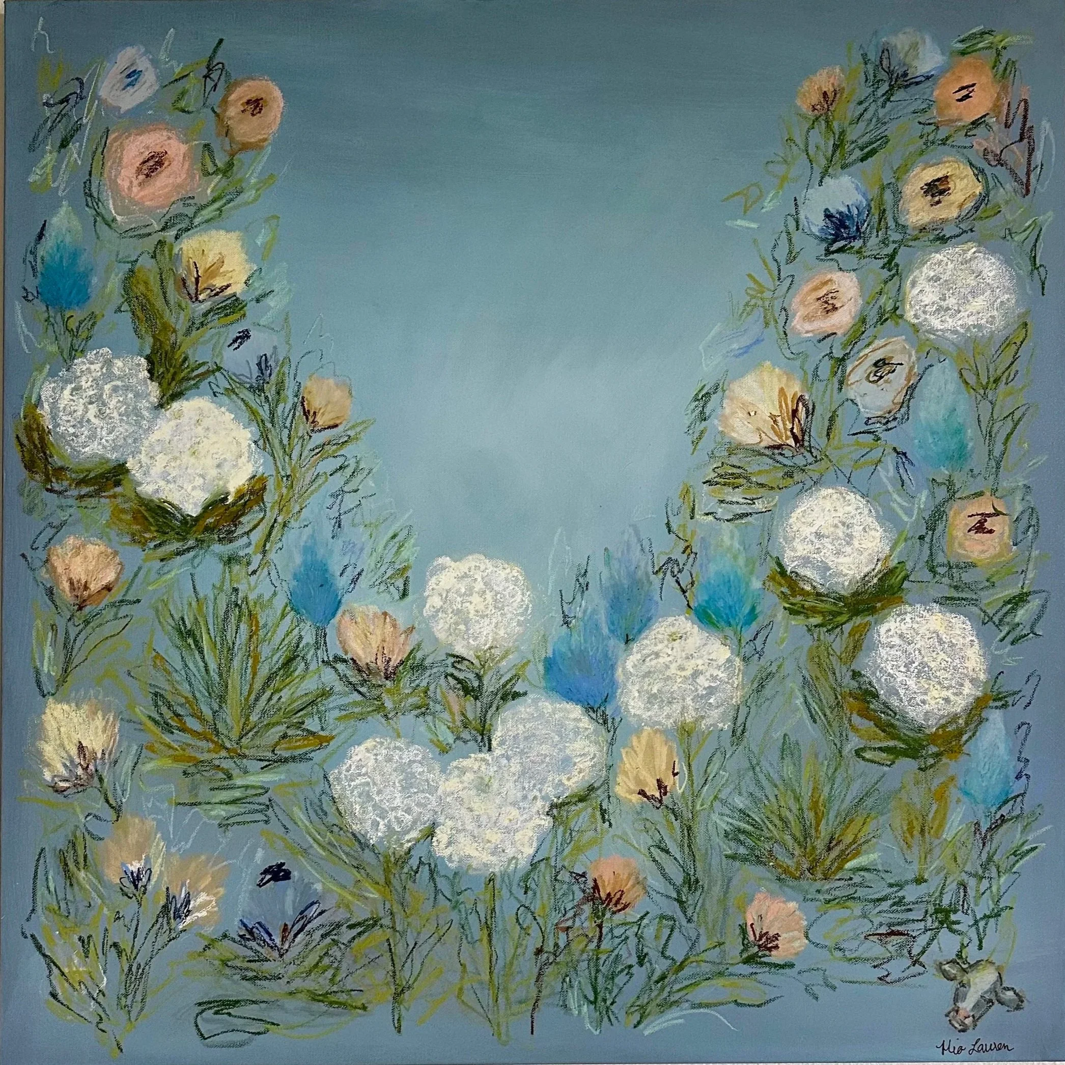 30" x 30" acrylic, oil pastel 2025