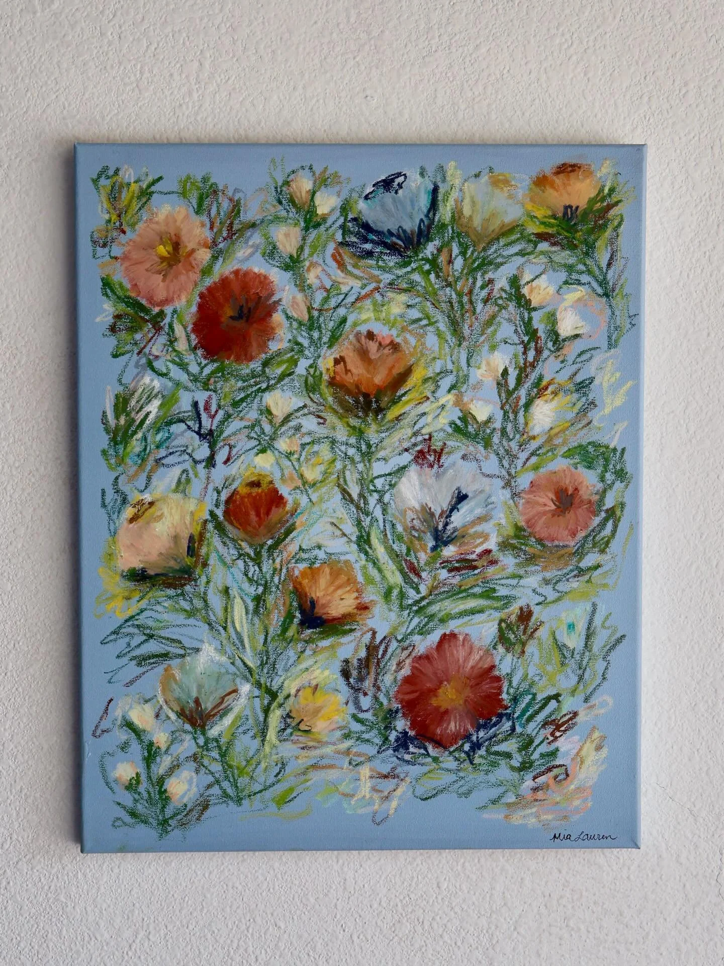 Painting for @kerimoschfarmelo ❤️
16&rdquo; x 20&rdquo; canvas. 
A surprise Christmas gift commission for my aunt Keri! Inspired by some of her favorite colors and the pattern on her bedding.