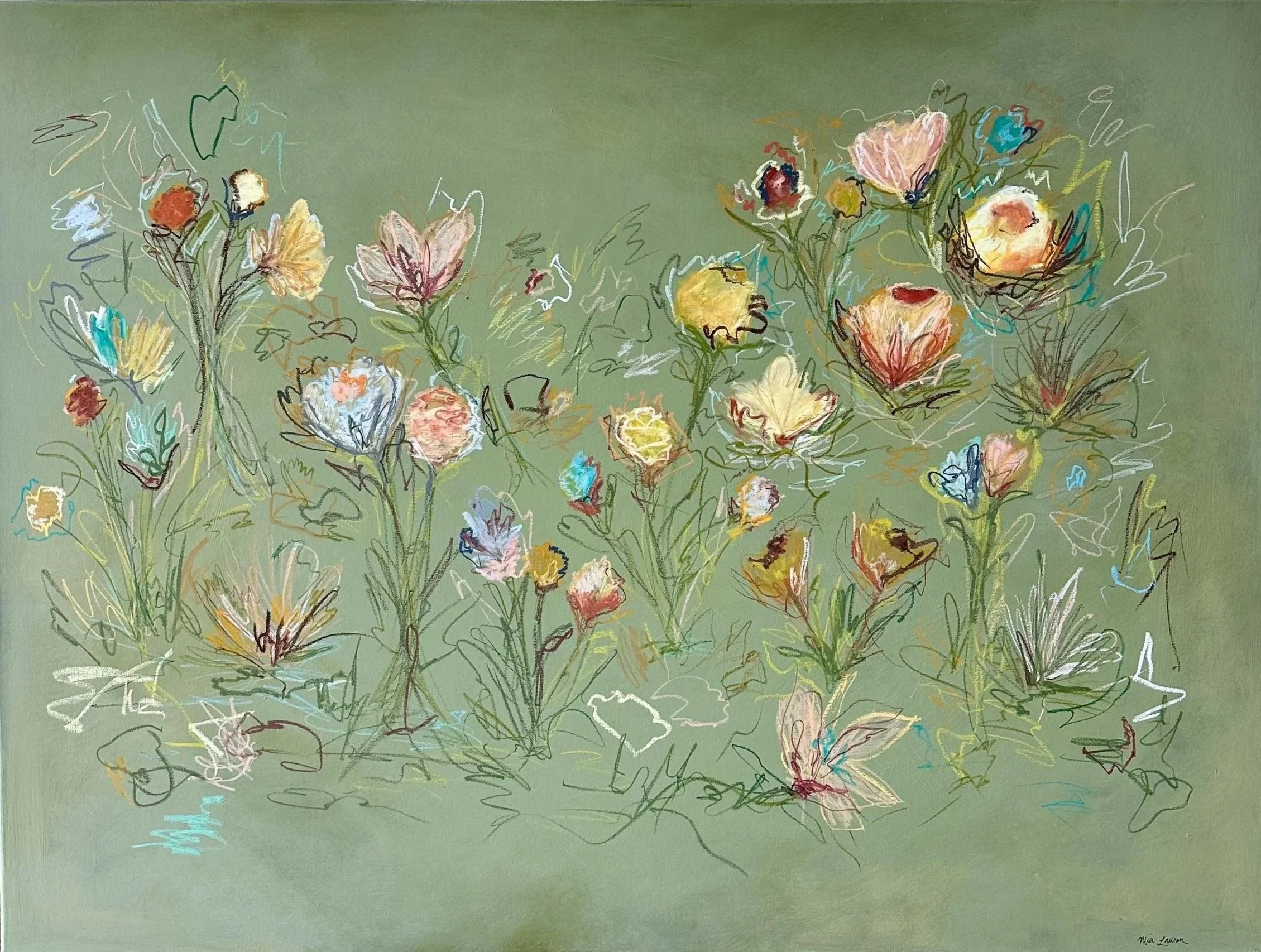 36" x 48" acrylic, oil pastel 2025