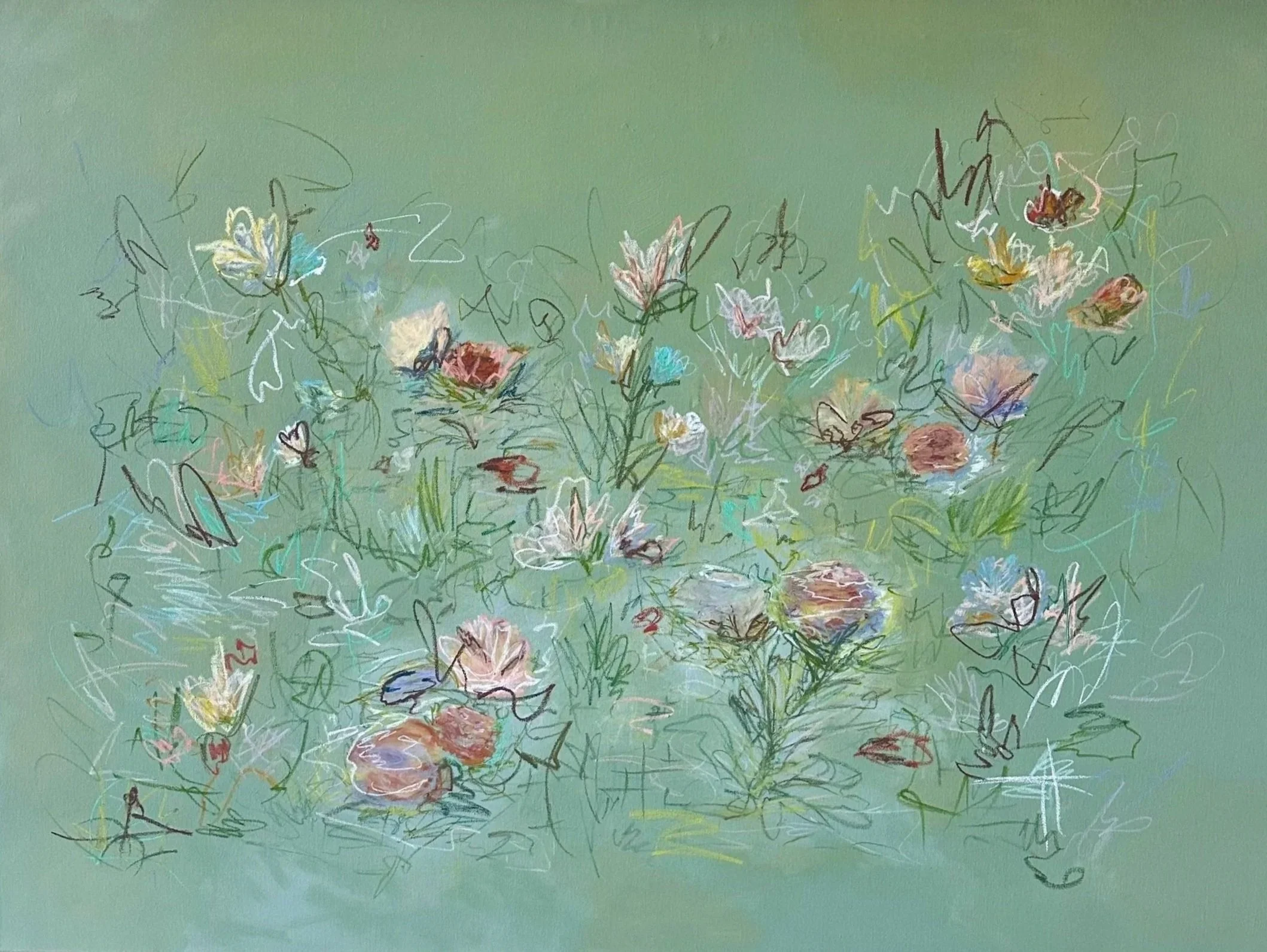 36" x 48" acrylic, oil pastel 2025