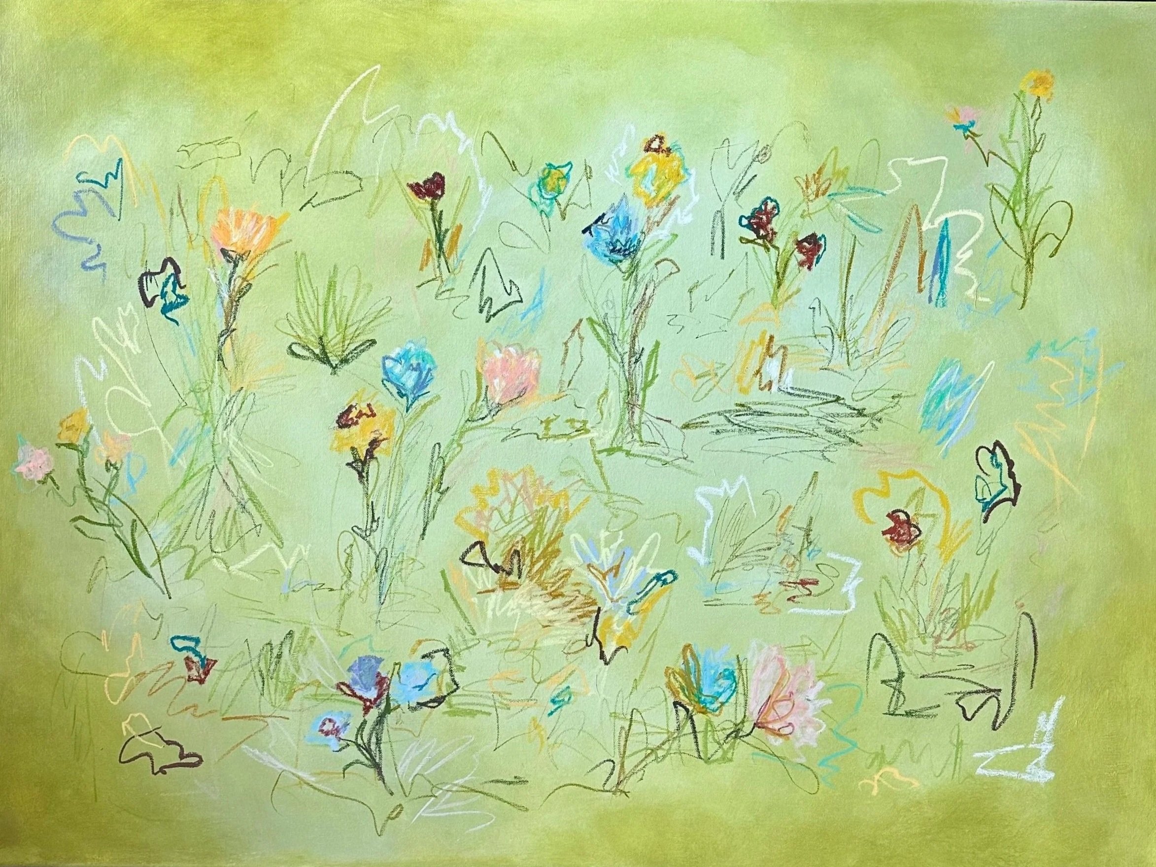 30" x 40" acrylic, oil pastel 2025